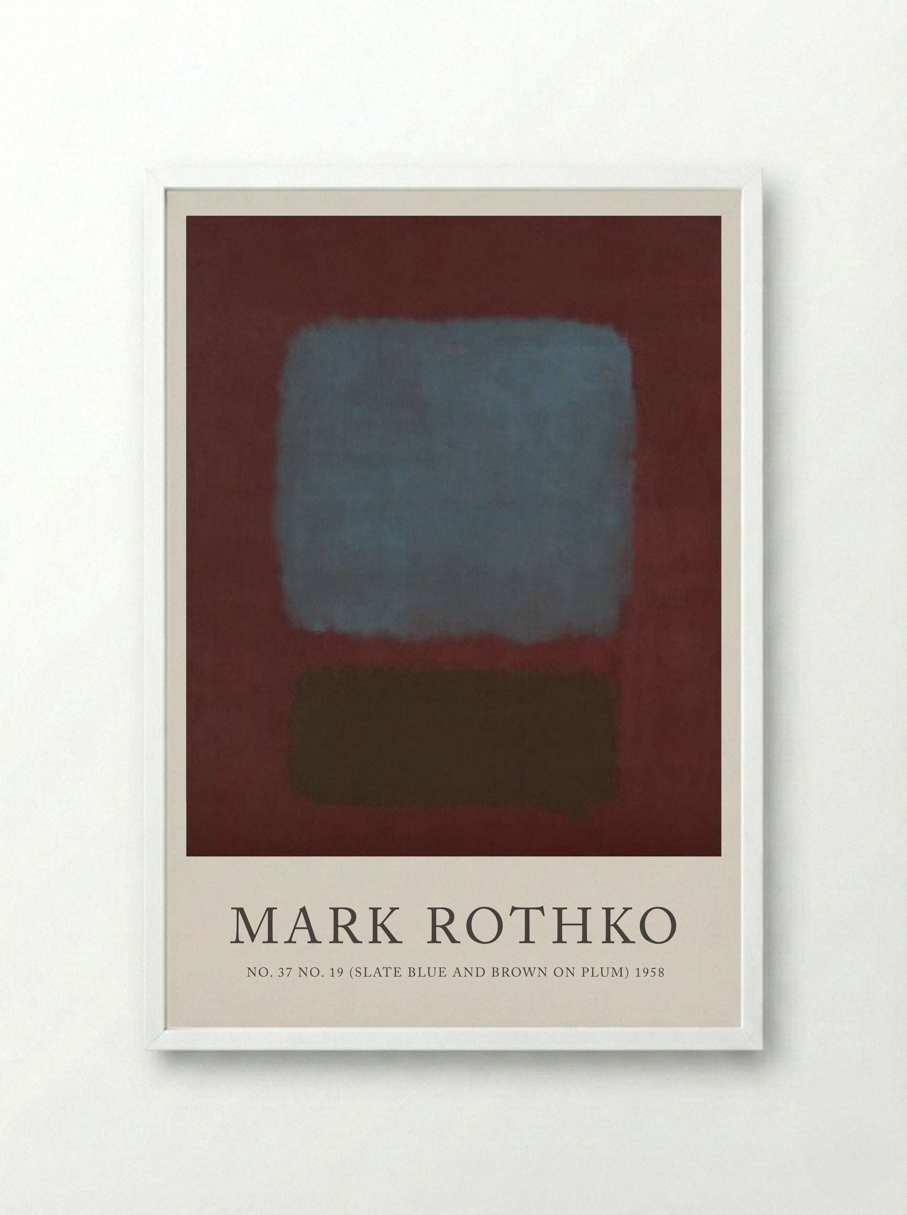 No. 37 No. 19 (Slate Blue and Brown on Plum) - Mark Rothko - Framed Print White