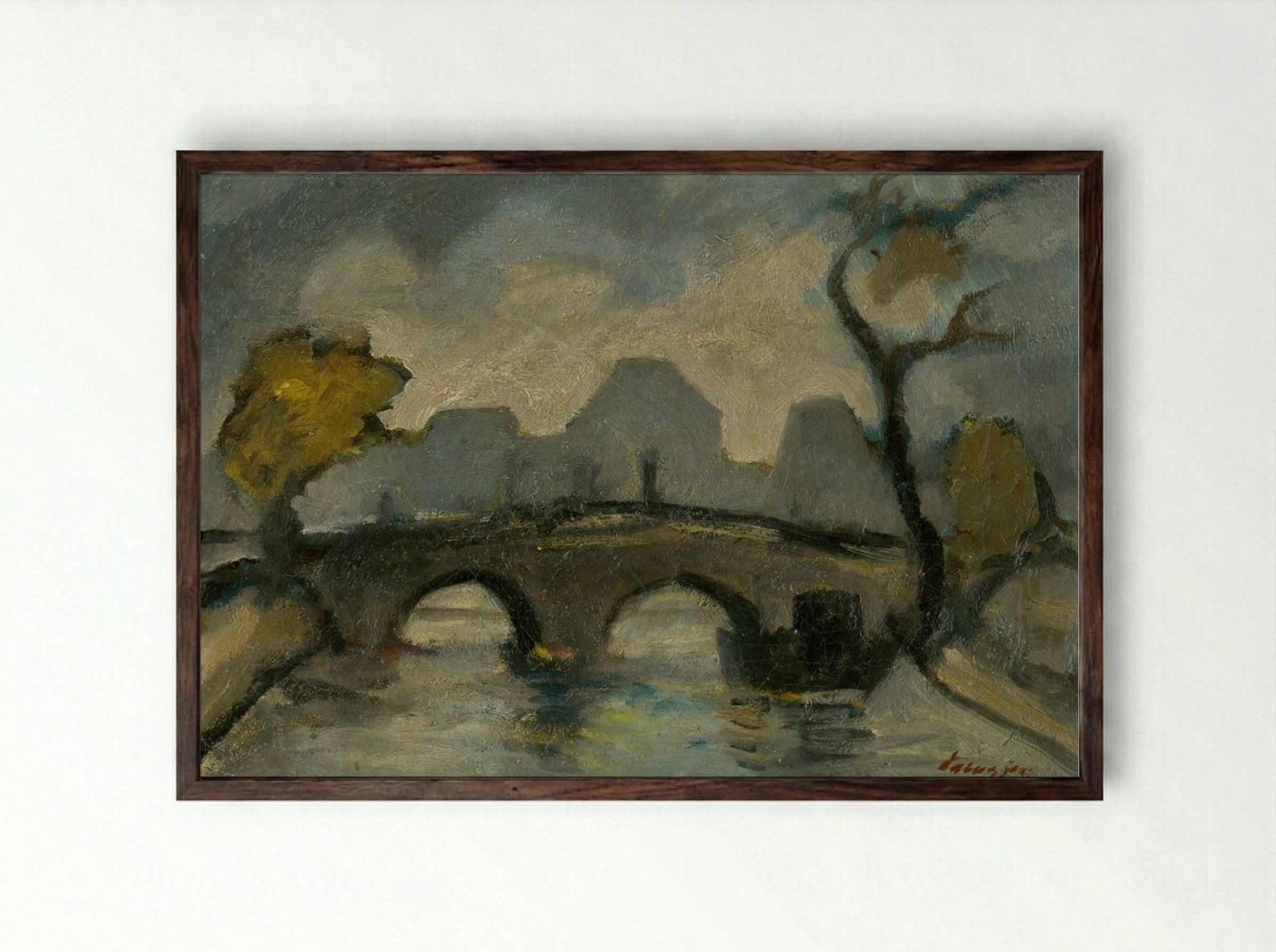 Bridge in Paris (Pont Marie) - Zolo Palugyay - Framed Print Dark Wood