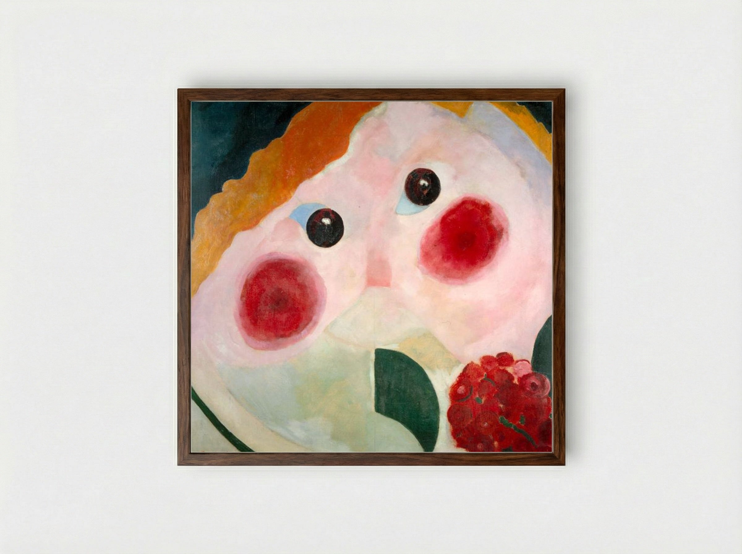 Girl with Ranunculus - Theo van Doesburg - Framed Print Dark Wood