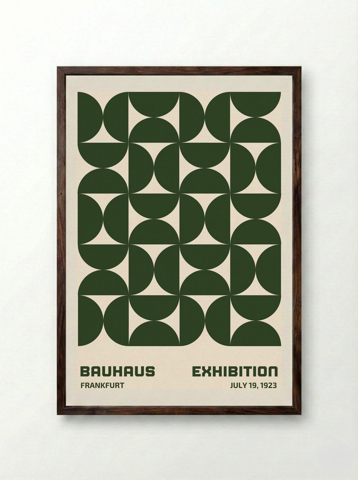 Bauhaus Modular Geometry - Green Edition (1923 Frankfurt) - Framed Print Dark Wood