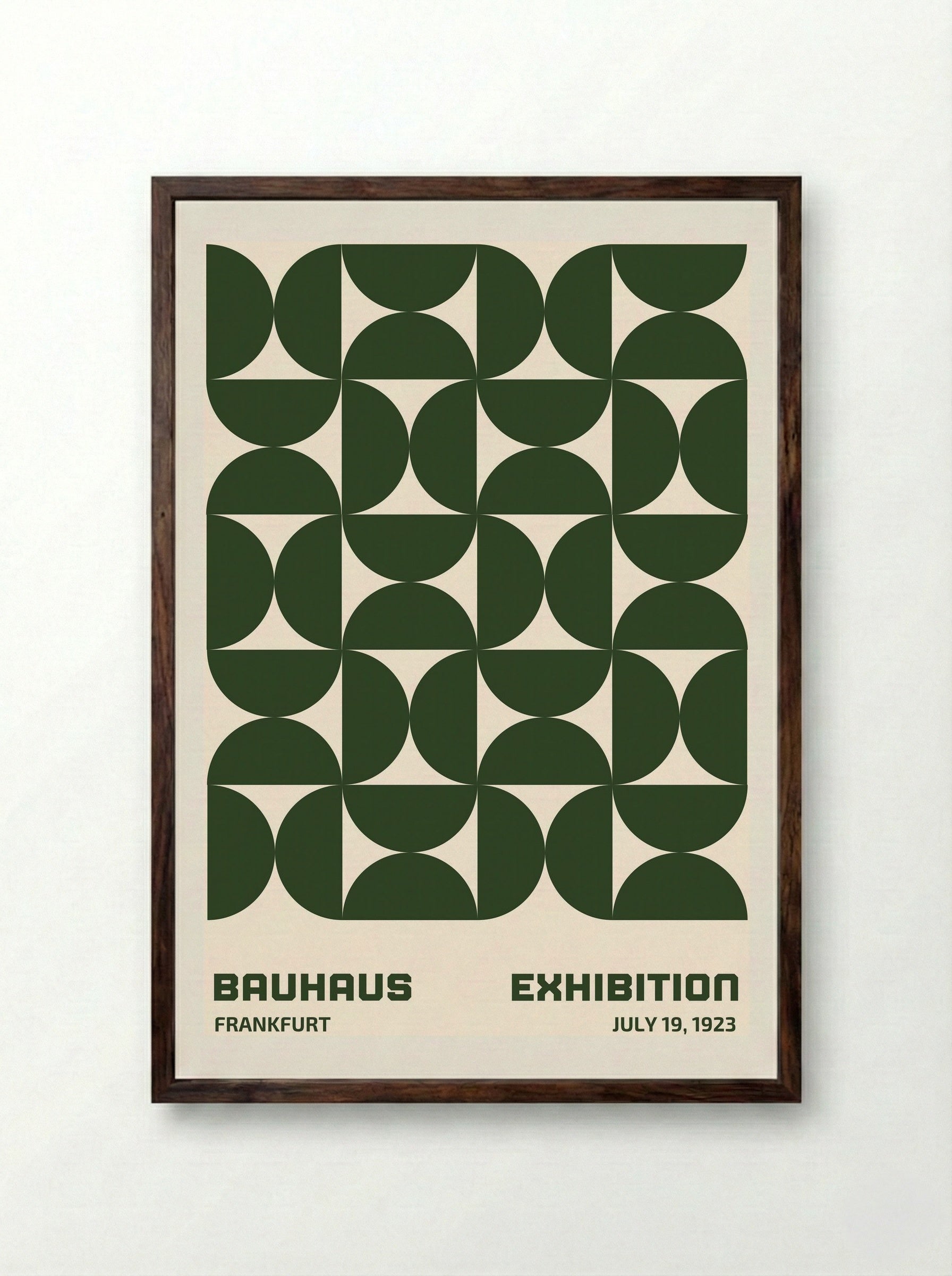Bauhaus Modular Geometry - Green Edition (1923 Frankfurt) - Framed Print Dark Wood
