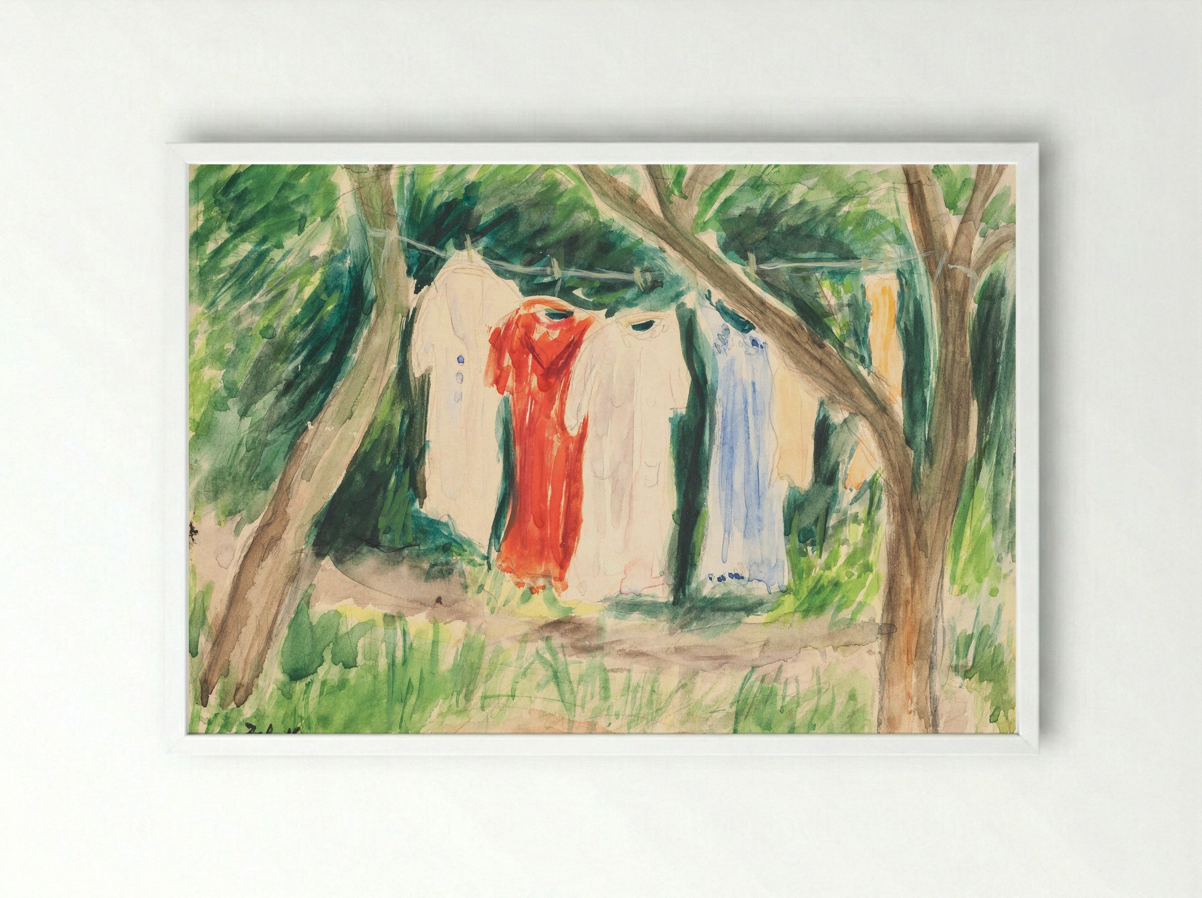 Drying Place in the Sun - John Christensen - Framed Print White