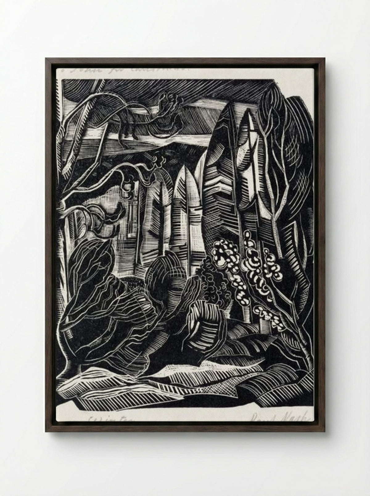 Winter, Hampden - Paul Nash - Framed Canvas Dark Wood