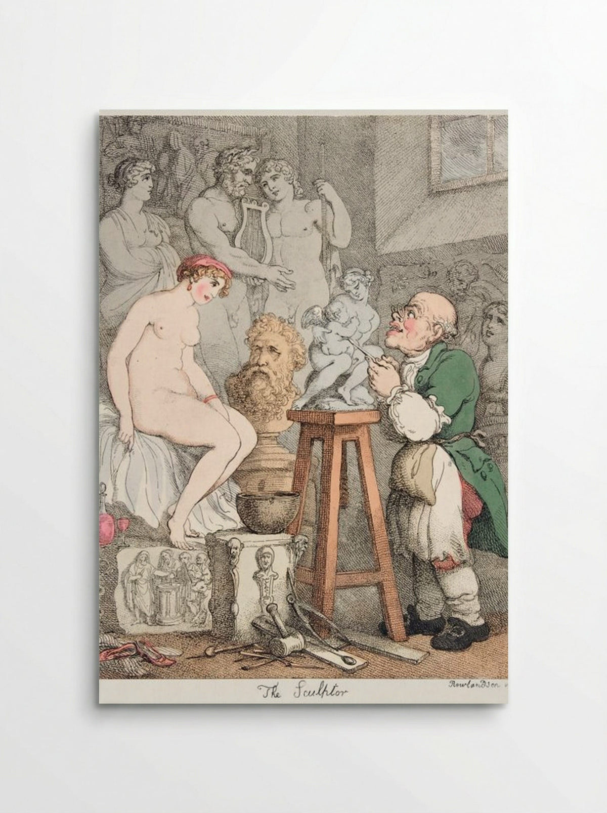 The Sculptor, Preparations for the Academy: Old Joseph Nollekens and his Venus - Thomas Rowlandson - Poster
