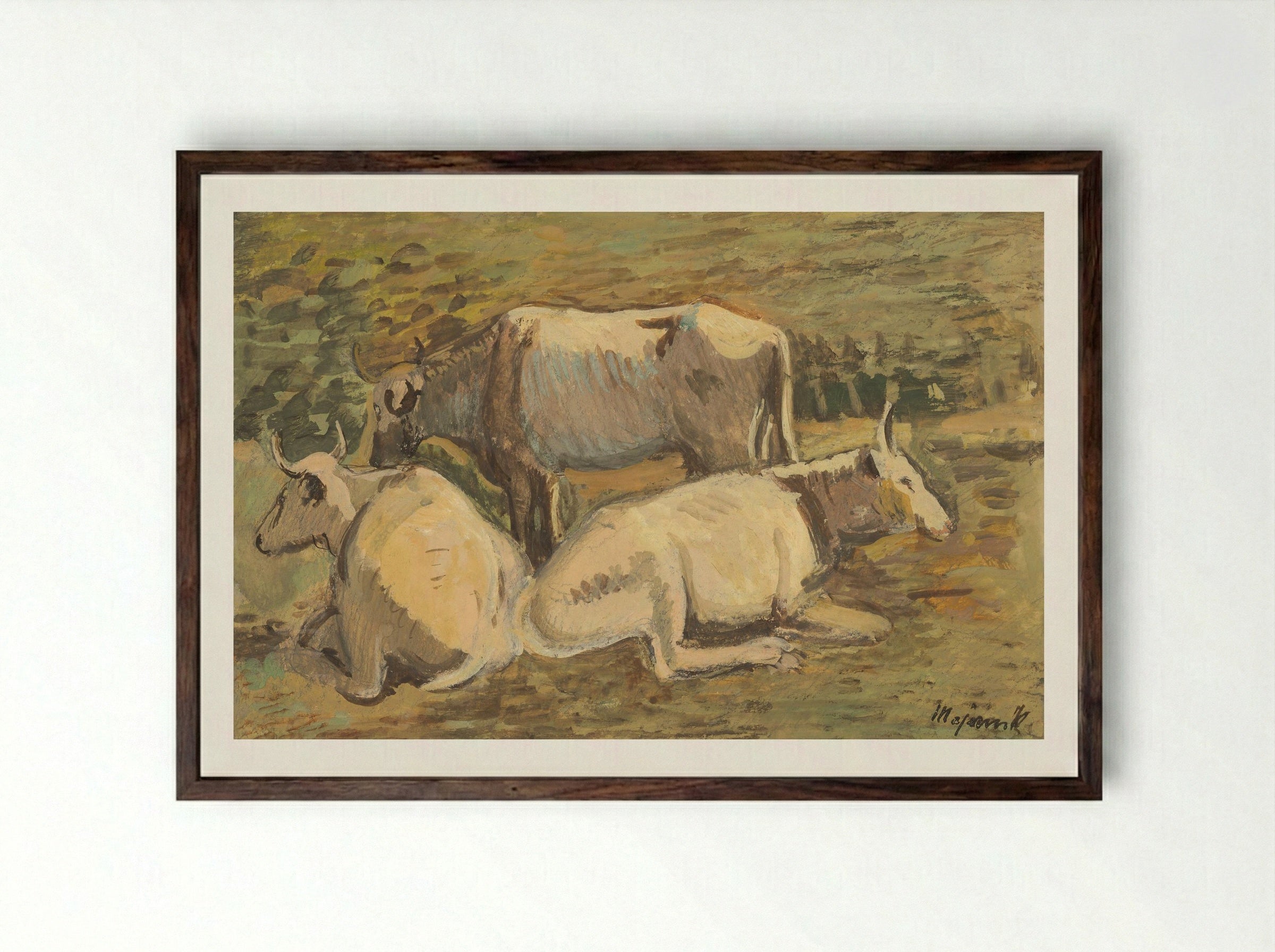 Cows - Cyprián Majerník - Framed Print Dark Wood