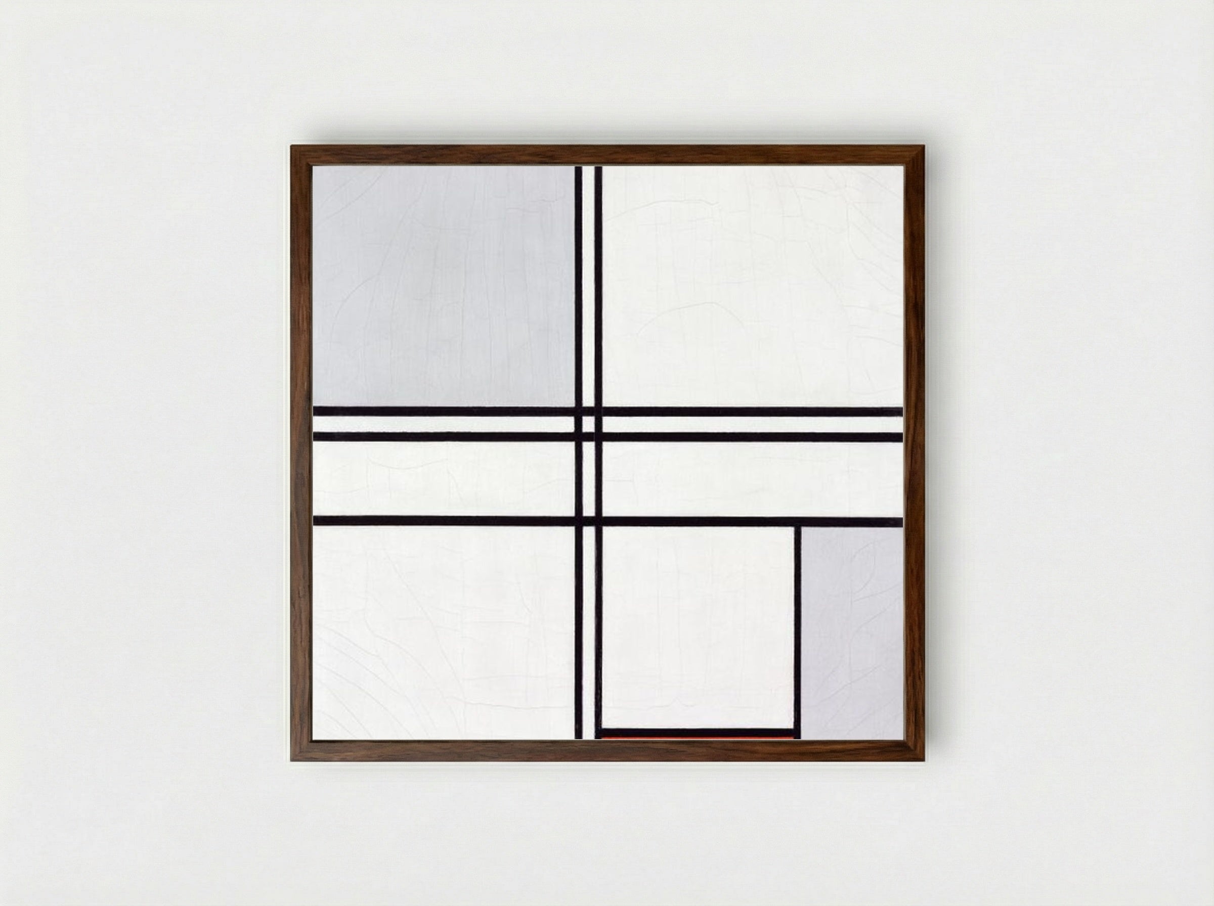 Composition No. 1, Grey-Red - Piet Mondrian - Framed Print Dark Wood