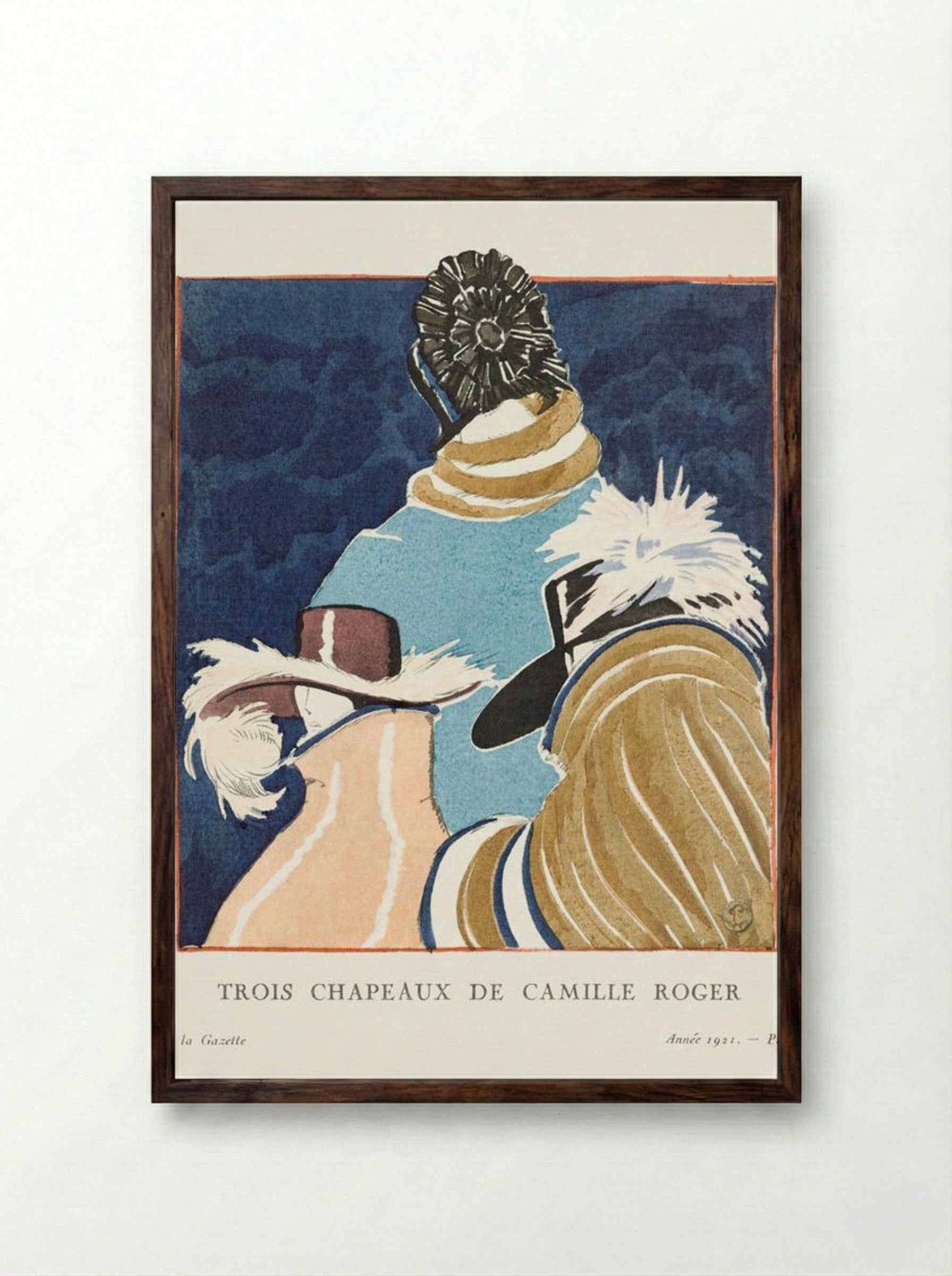 Accessories: Trois Chapeaux de Camille Roger - Porter Woodruff - Framed Print Dark Wood