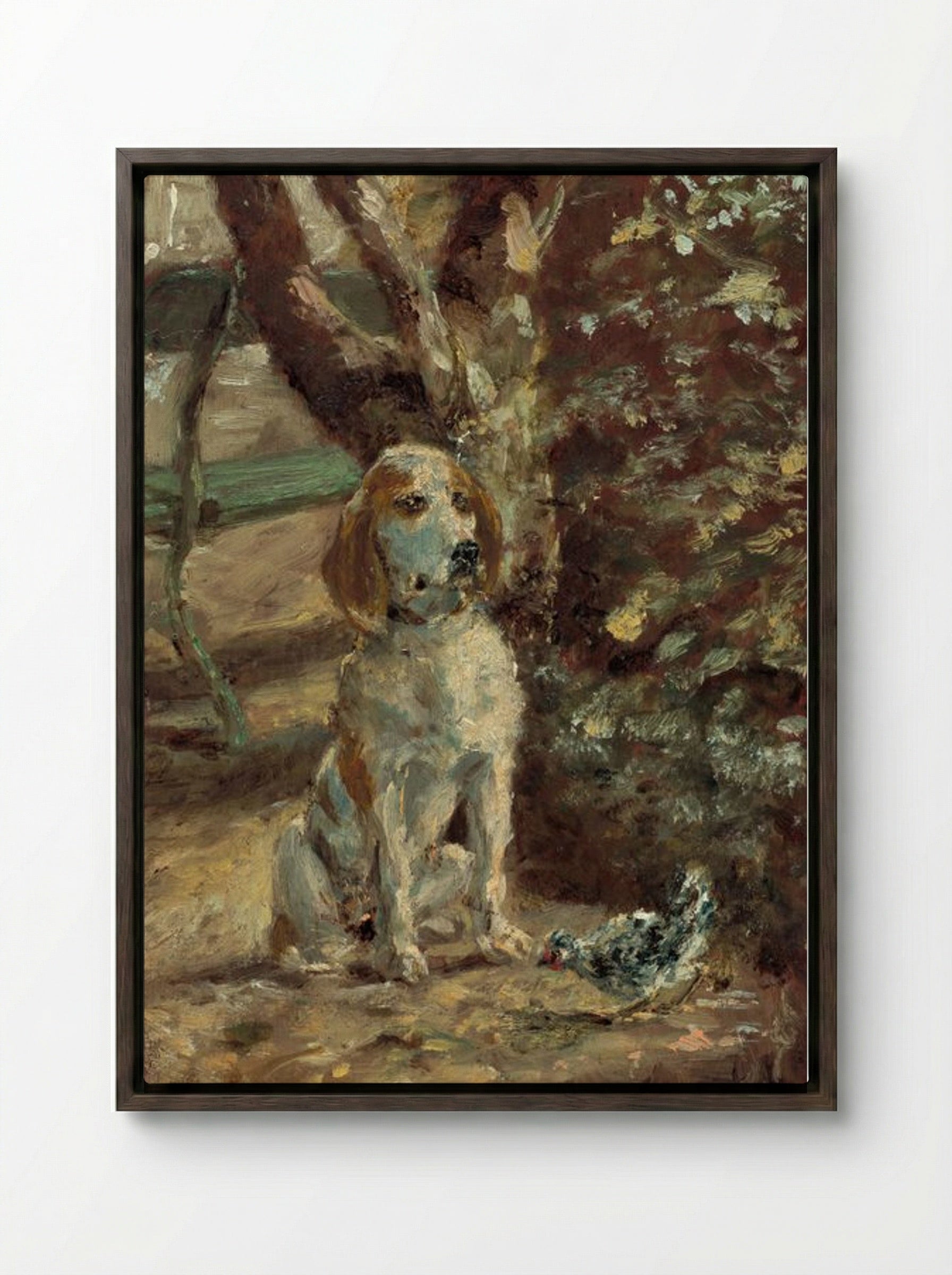 The Artist's Dog, Flèche - Henri de Toulouse-Lautrec - Framed Canvas Dark Wood