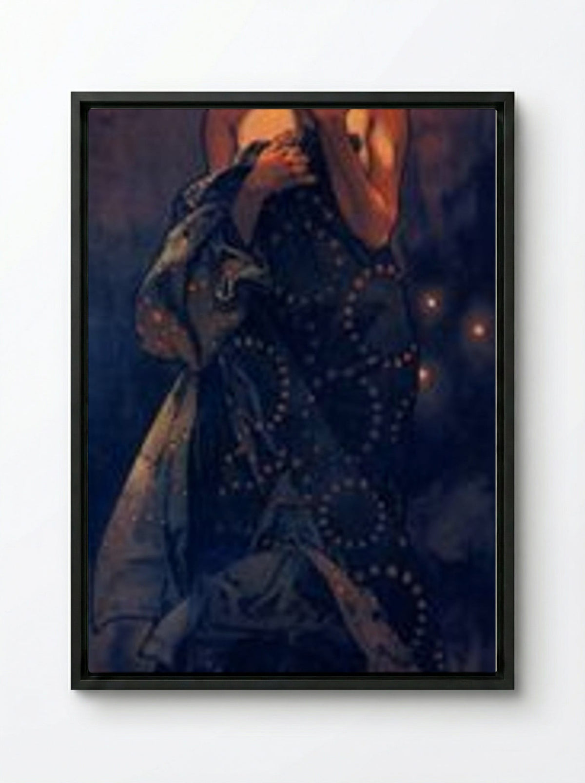 The Evening Star - Alfons Mucha - Framed Canvas Black