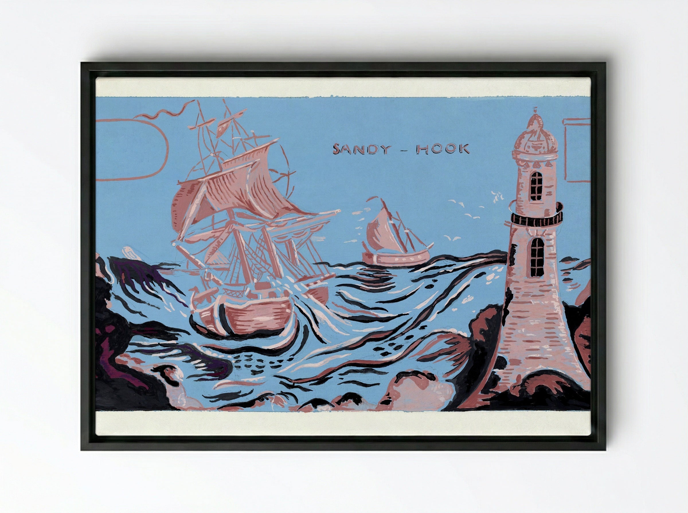 Bandbox Design: Sandy Hook - Selma Sandler - Framed Canvas Black