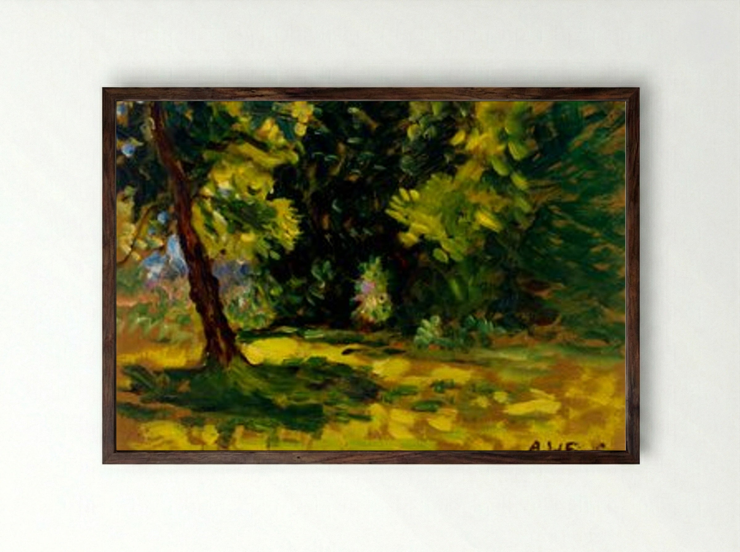 Bushes - Alfred William Finch - Framed Print Dark Wood