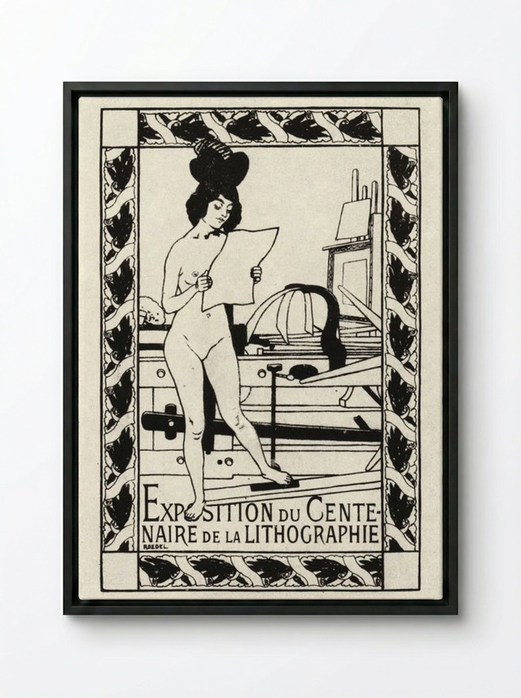 Exposition du Centenaire de la Lithographie - Auguste Roedel - Framed Canvas Black