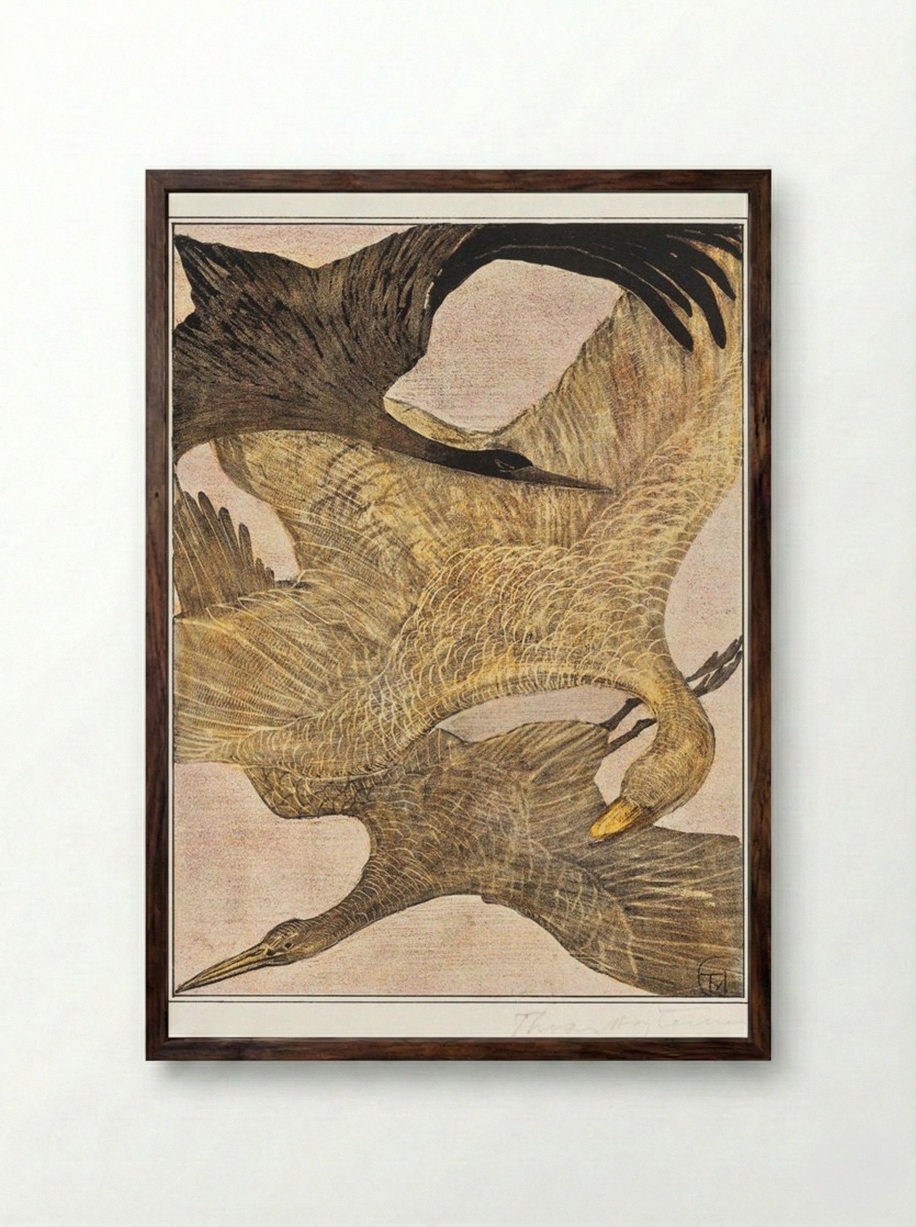 Drie vliegende vogels (Three Flying Birds) - Theo van Hoytema - Framed Print Dark Wood