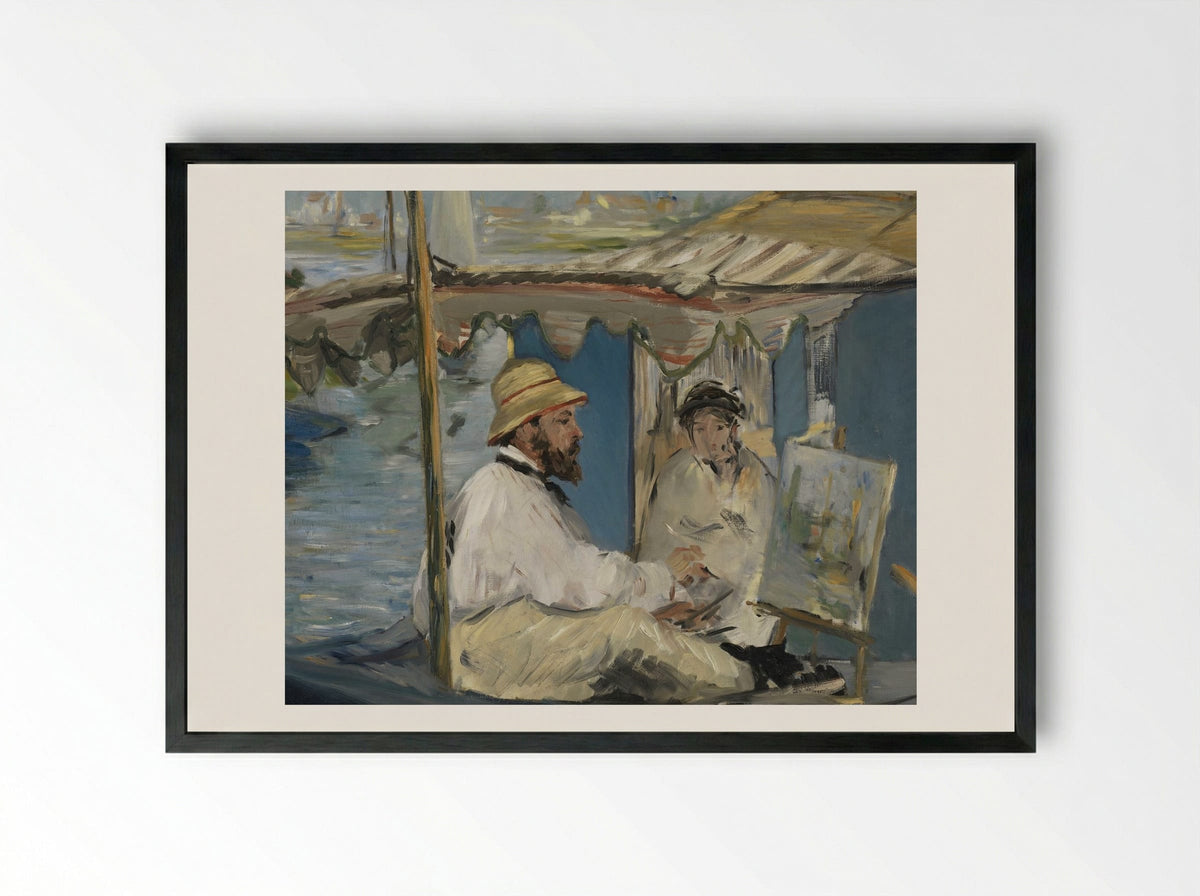 Claude Monet Painting in his Studio - Édouard Manet - Framed Print Black