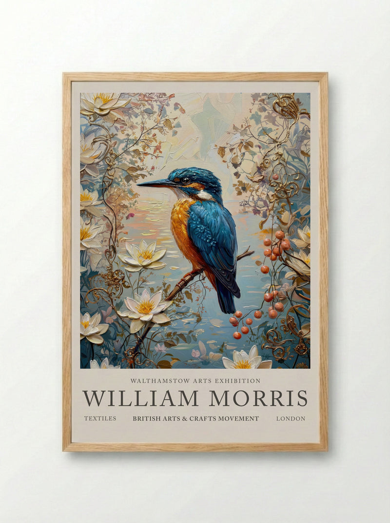 Kingfisher Calm - William Morris - Framed Print Wood