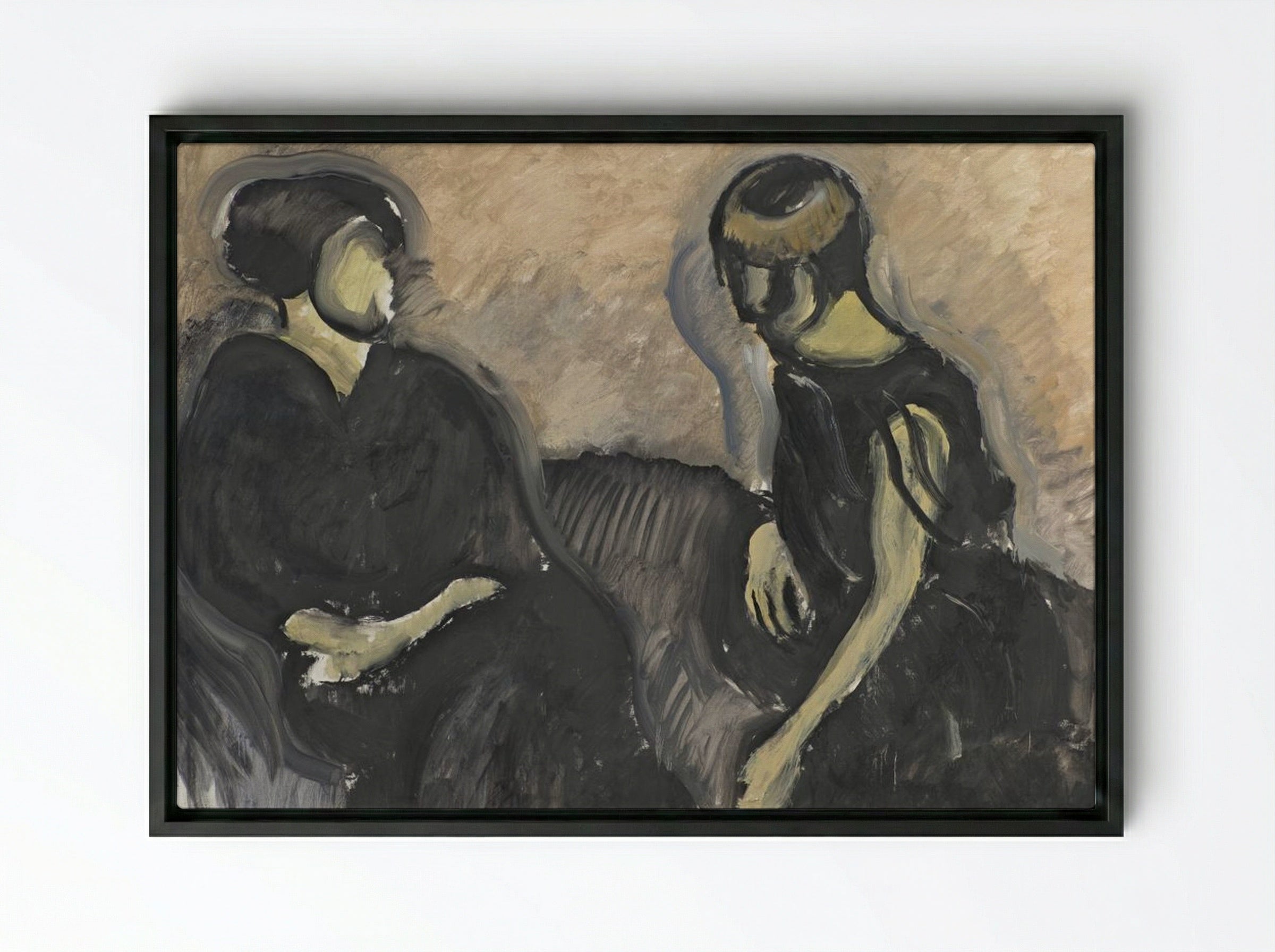 Two Ladies - Harald Giersing - Framed Canvas Black