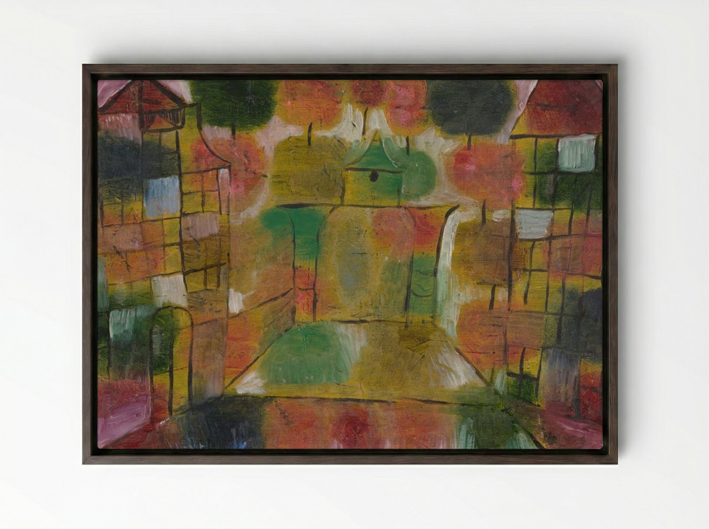 Baum und Architektur, Rhythmen - Paul Klee - Framed Canvas Dark Wood