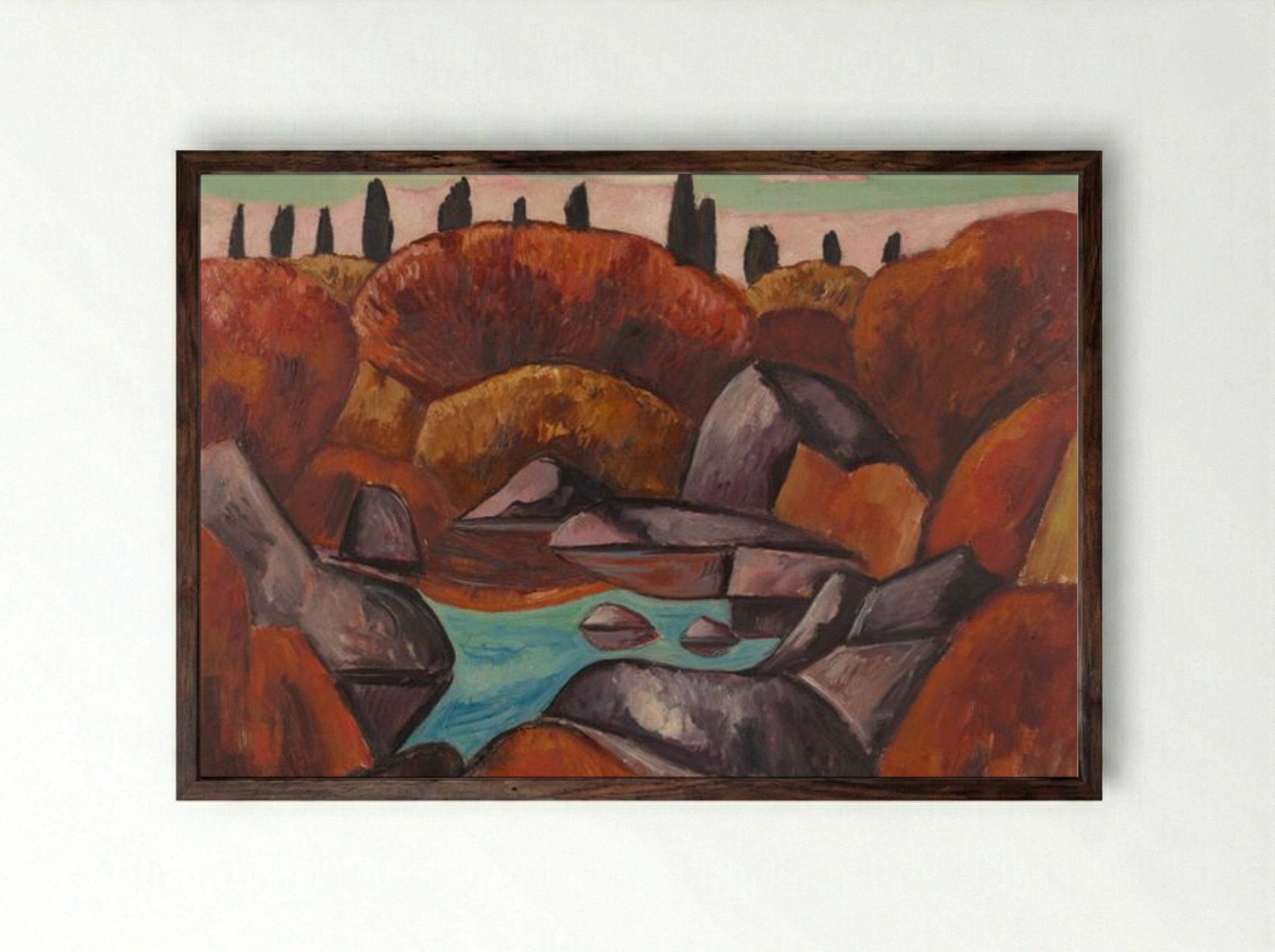 Flaming Pool, Dogtown - Marsden Hartley - Framed Print Dark Wood
