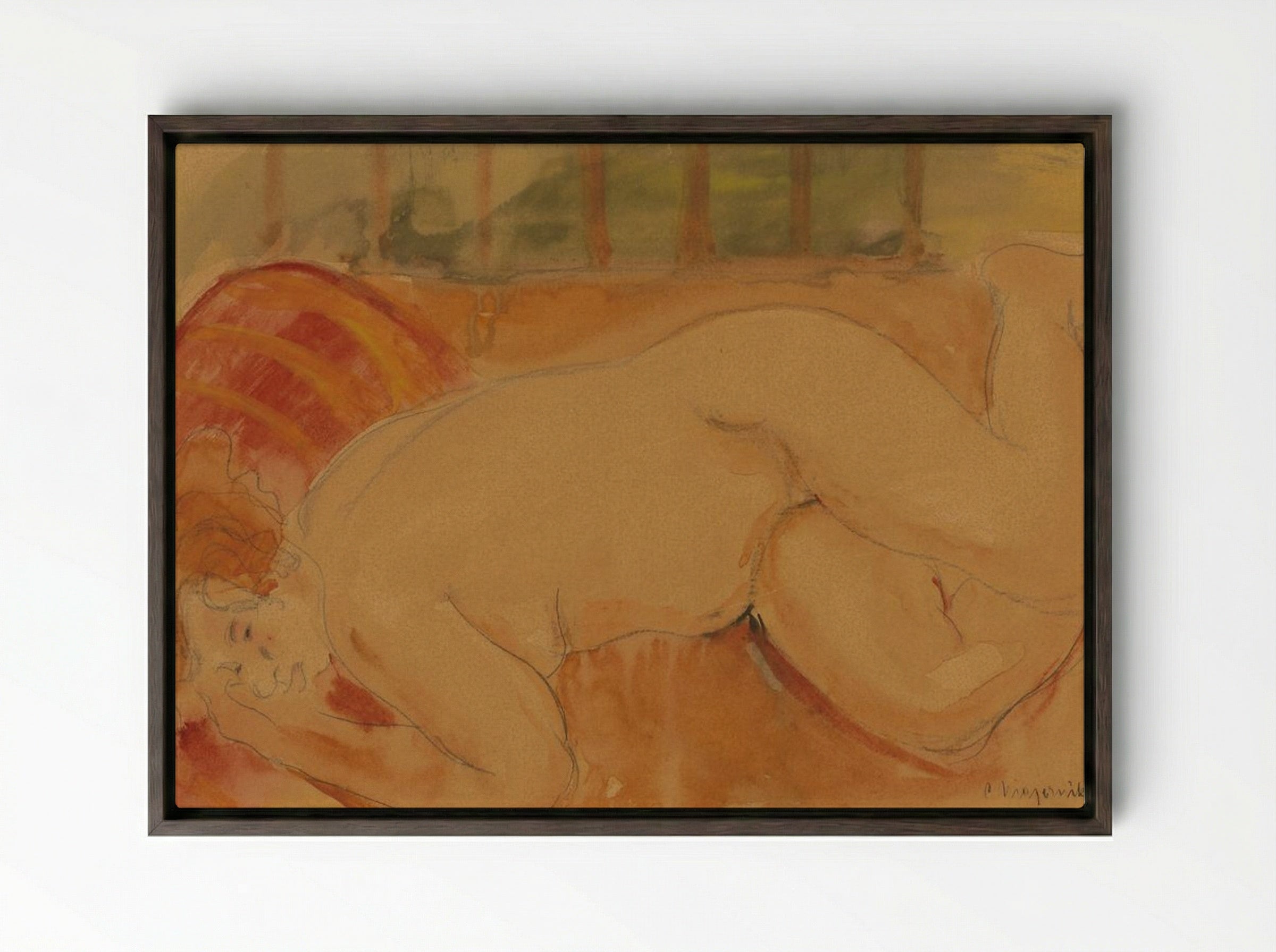 Reclining Nude - Cyprián Majerník - Framed Canvas Dark Wood