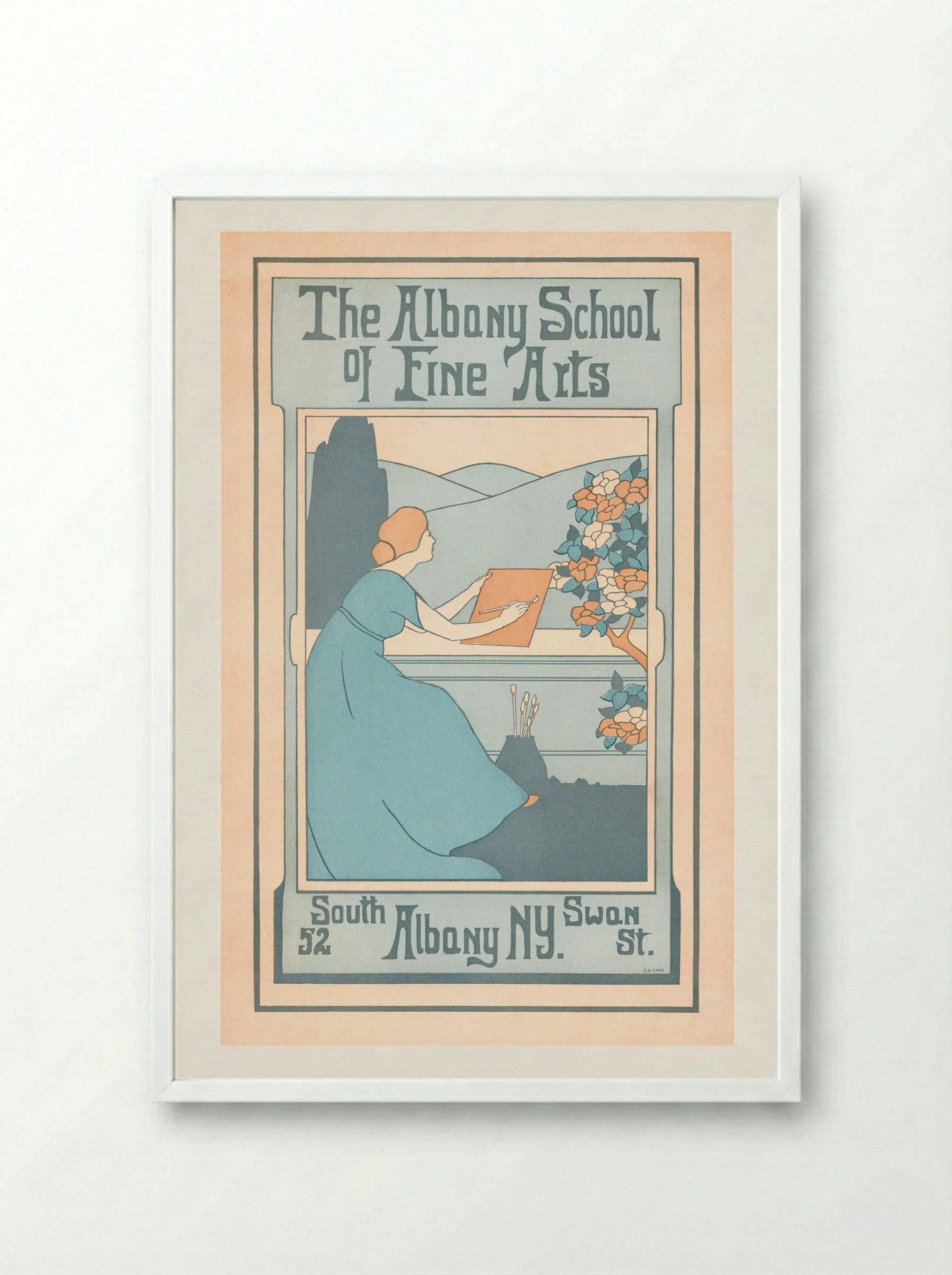 The Albany School of Fine Arts, 52 South Swan St., Albany, NY - E.M. Enos - Framed Print White