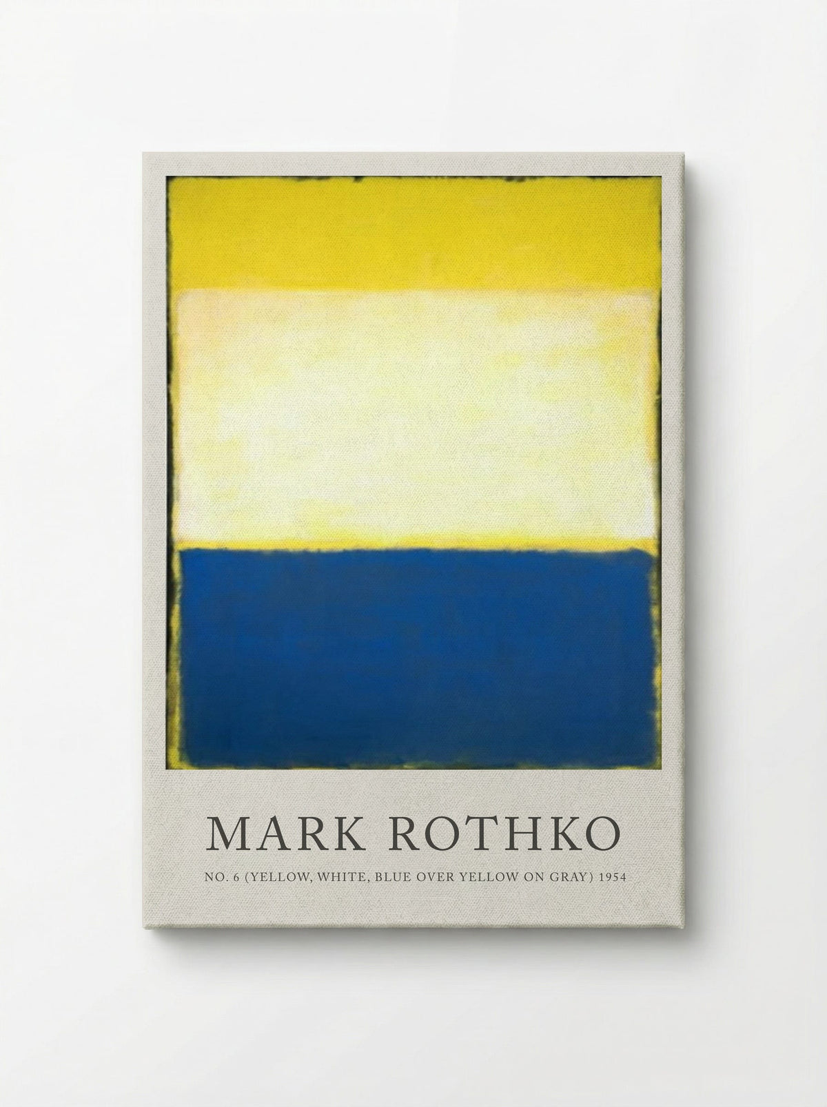 No. 6 (Yellow, White, Blue over Yellow on Gray) - Mark Rothko - Canvas