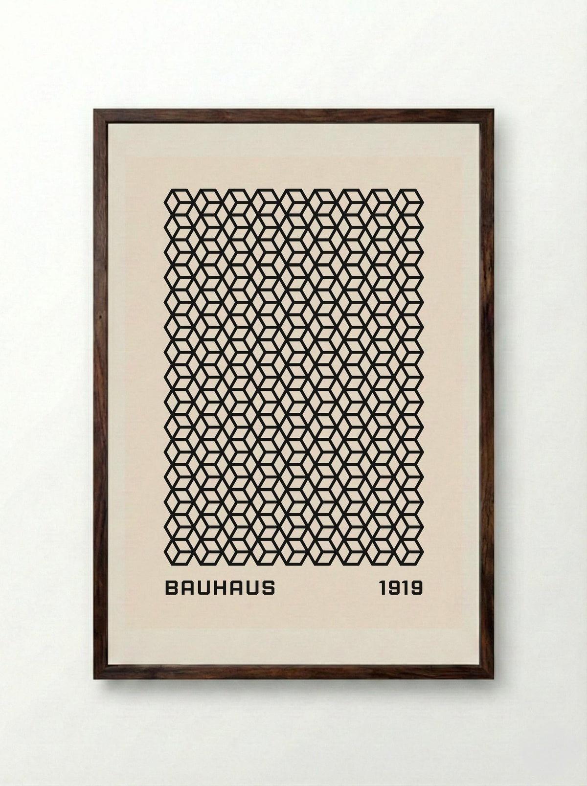 Bauhaus Isometric Grid 1919 - Framed Print Dark Wood