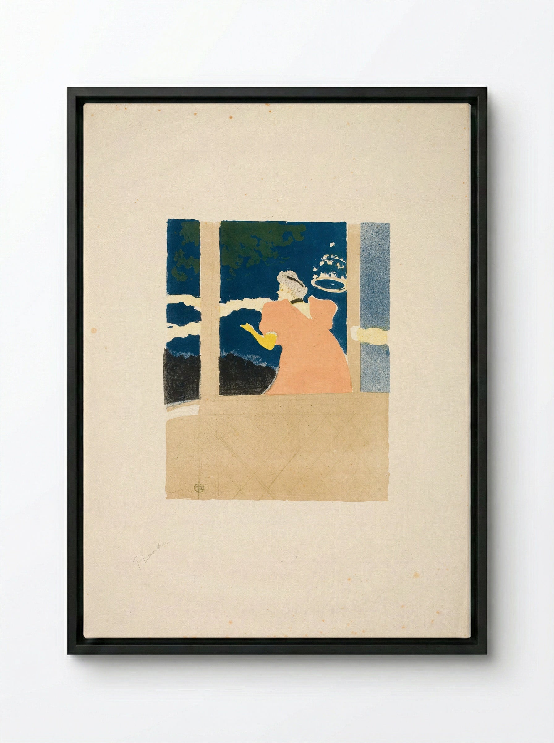 Aux Ambassadeurs - Chanteuse au café-concert - Henri de Toulouse-Lautrec - Framed Canvas Black