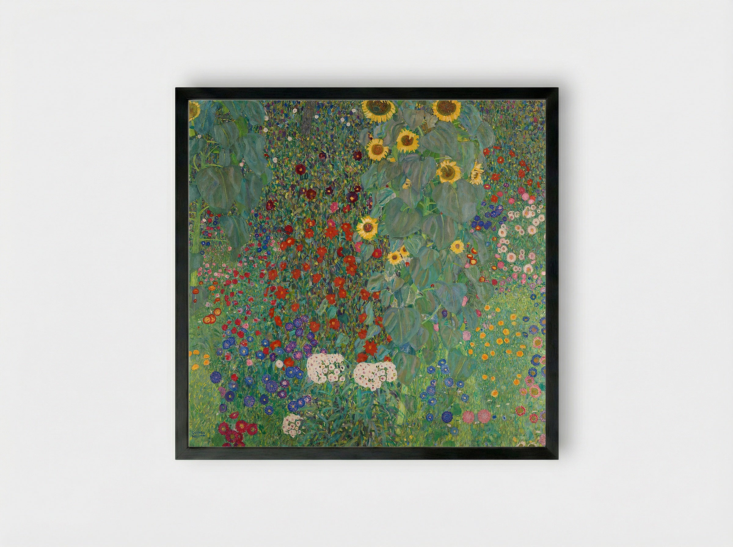 Farm Garden with Sunflowers - Gustav Klimt - Framed Print Black