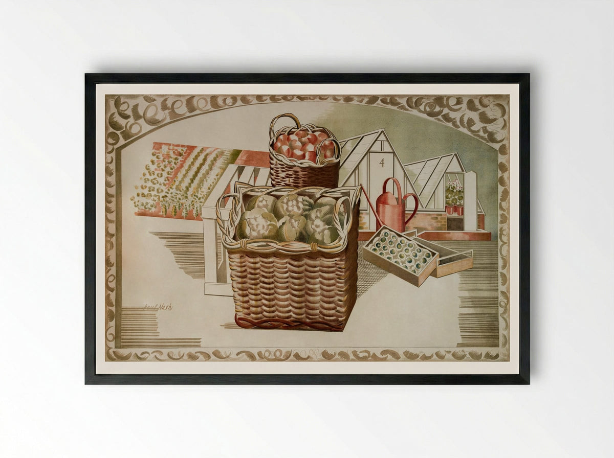 Fruit Gardens and Orchard - Paul Nash - Framed Print Black