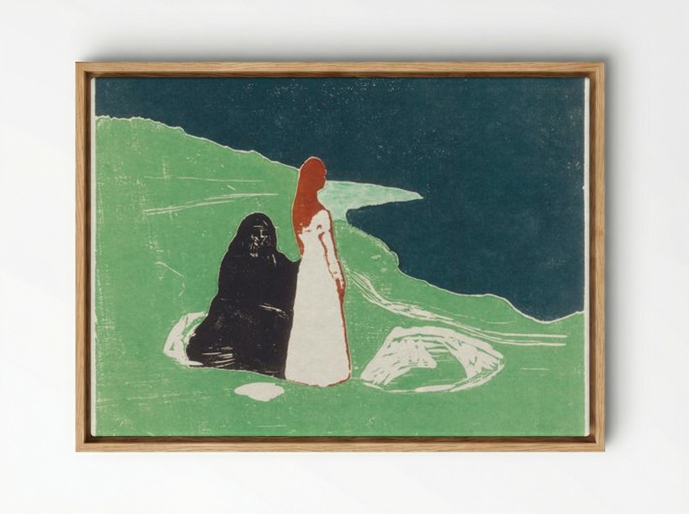 Two Women on the Shore - Edvard Munch - Framed Canvas Wood