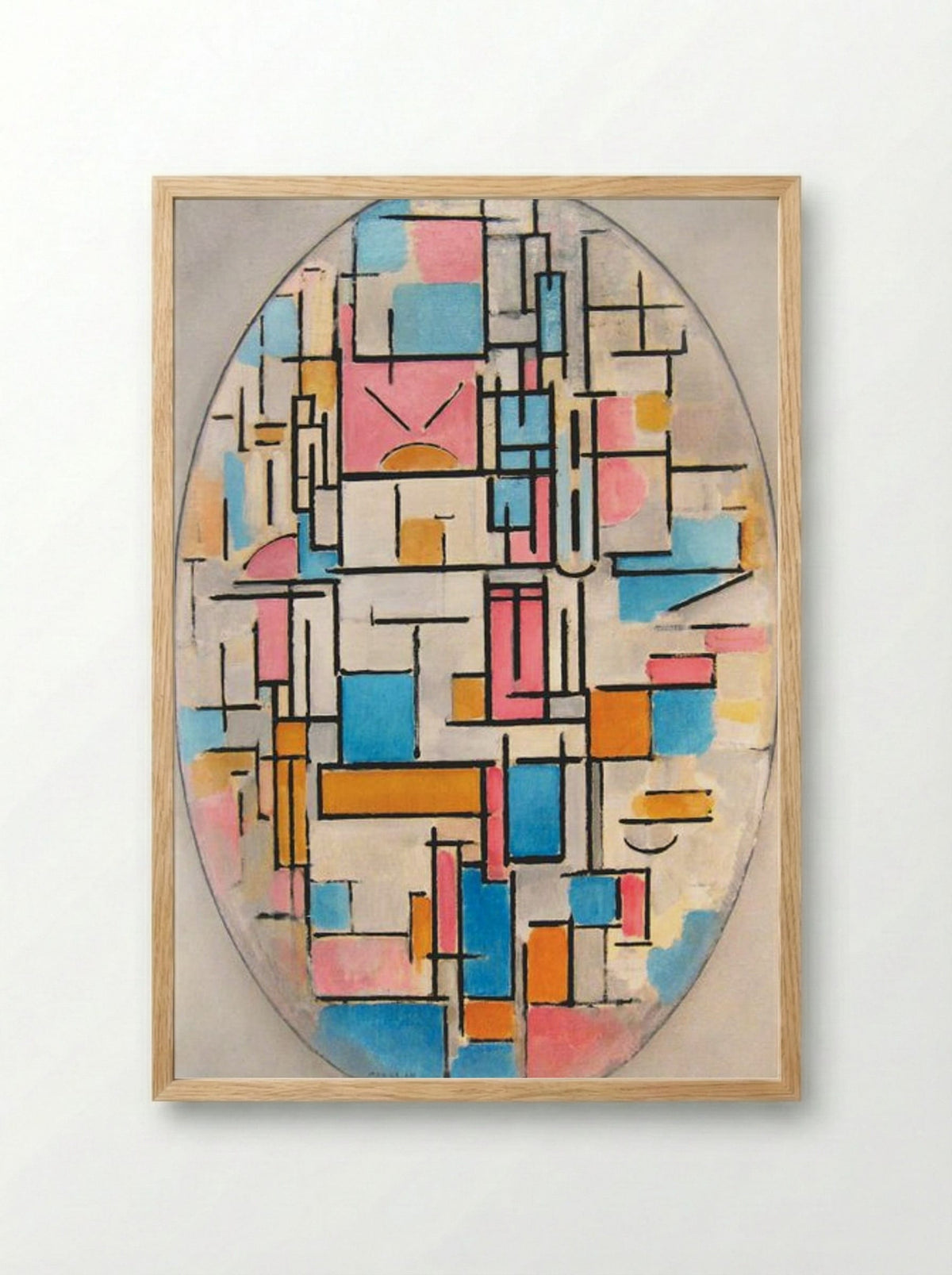Composition in Oval with Colour Planes 1 - Piet Mondrian - Framed Print Wood