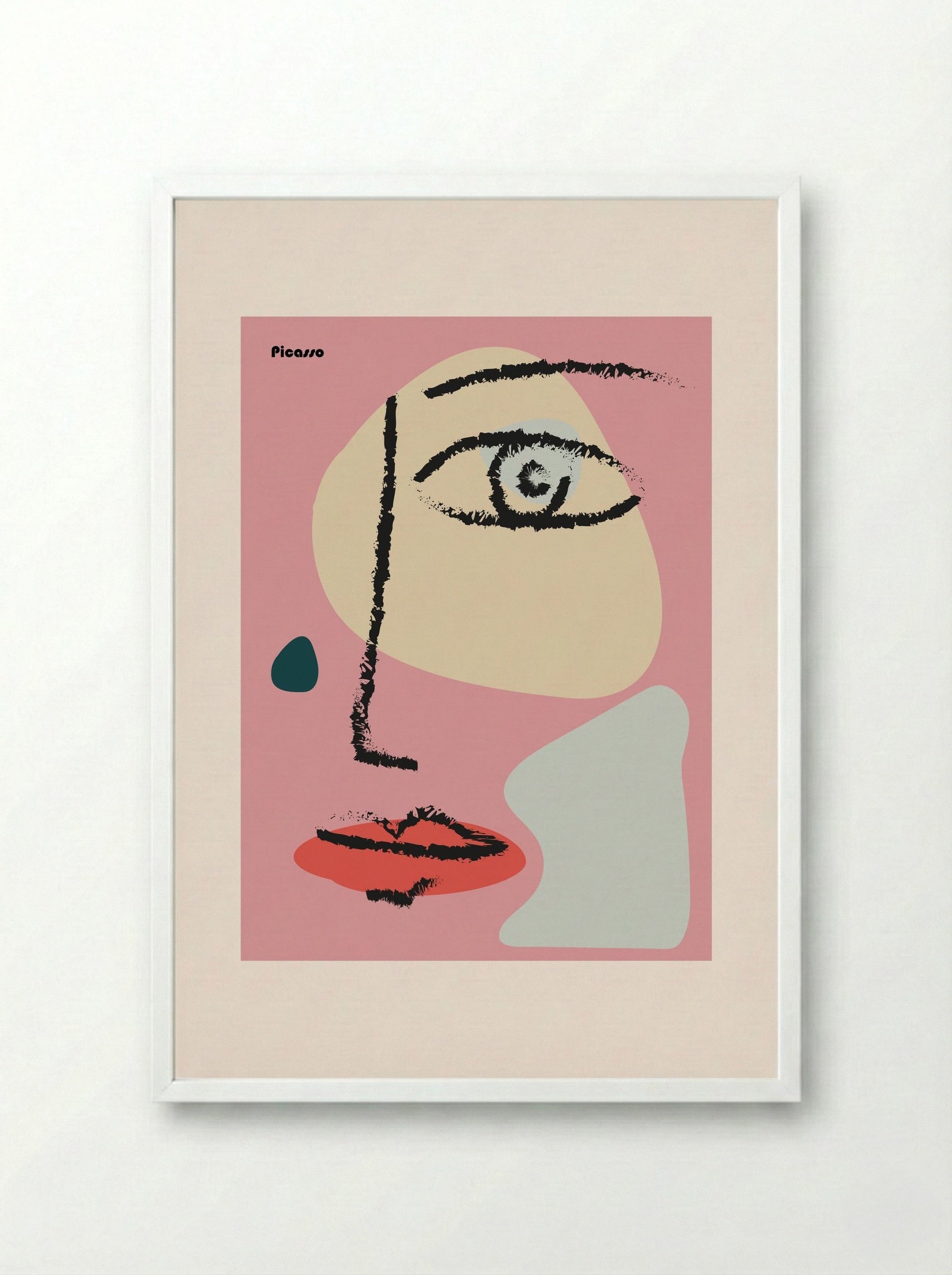 Abstract Face - Pablo Picasso - Framed Print White