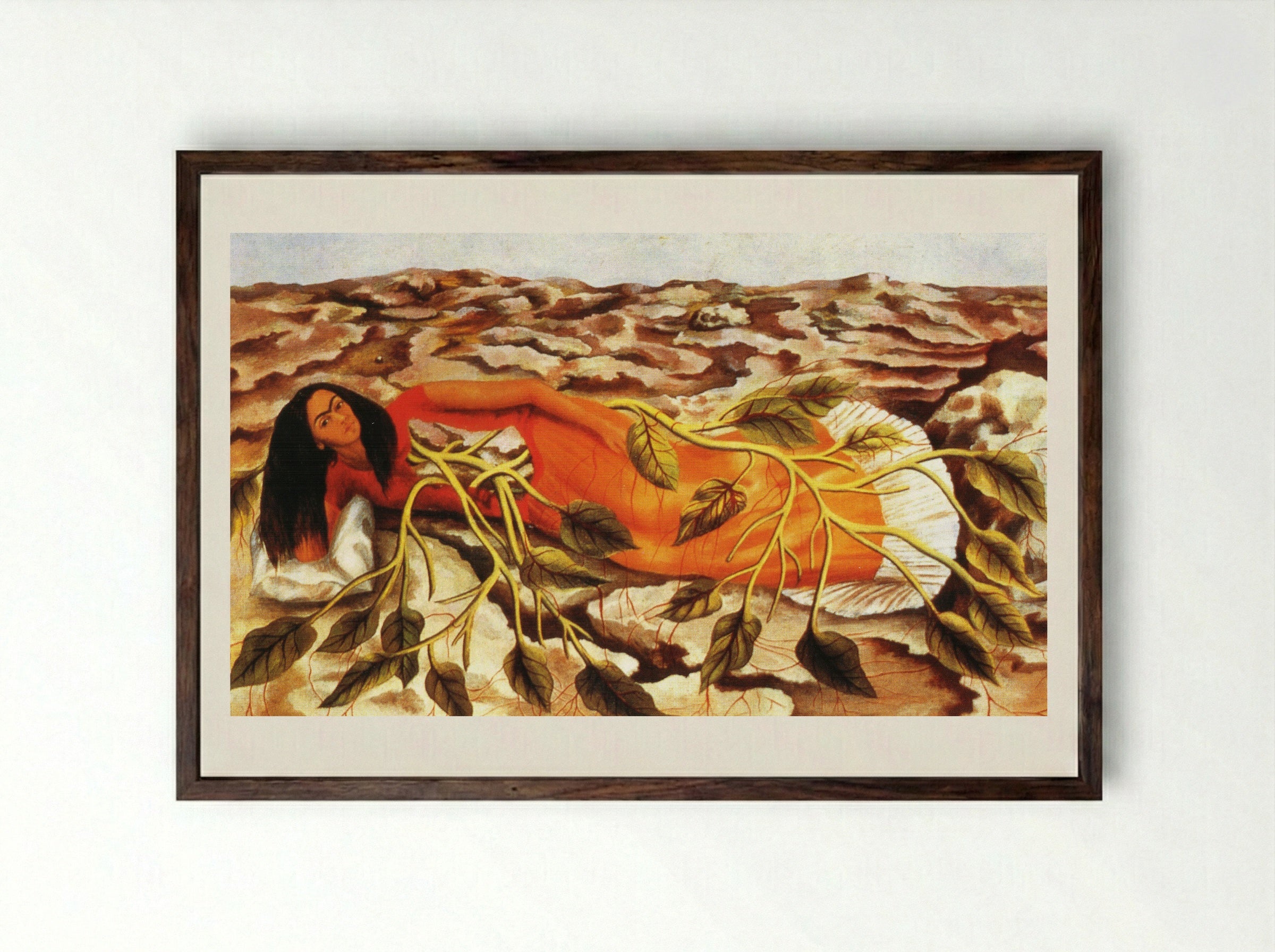 Roots - Frida Kahlo - Framed Print Dark Wood