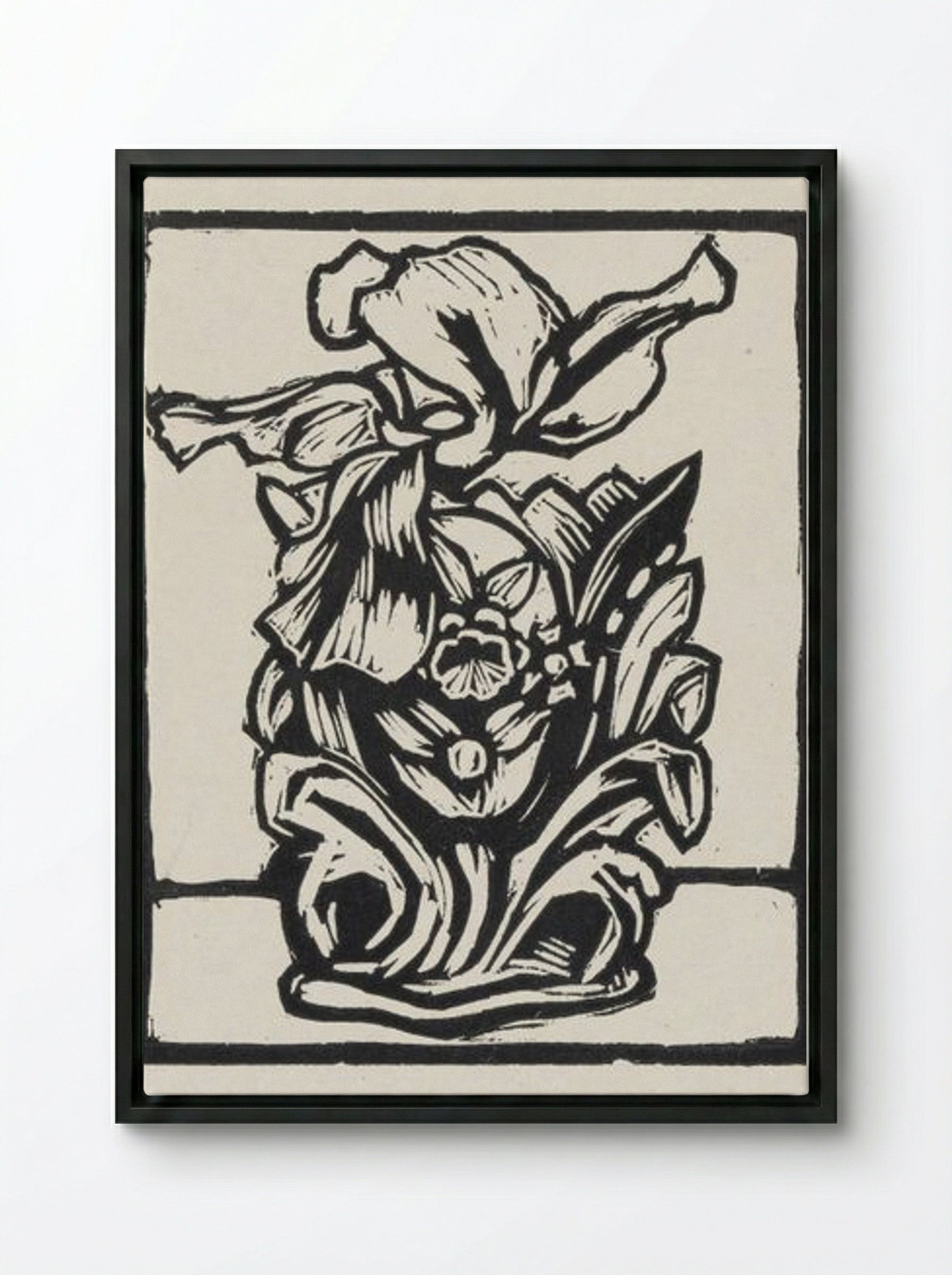 Iris in Vase - Fine Art Print - Framed Canvas Black