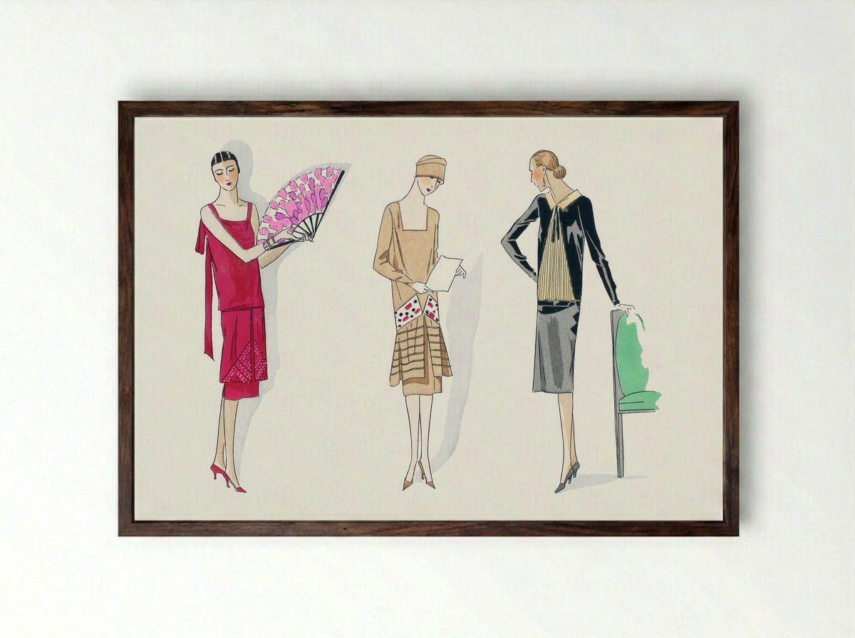 Three Dresses, 1926 - Bernard et Armand - Framed Print Dark Wood