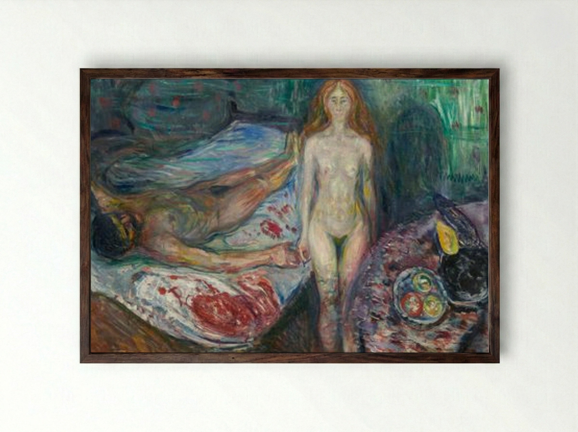 The Death of Marat - Edvard Munch - Framed Print Dark Wood