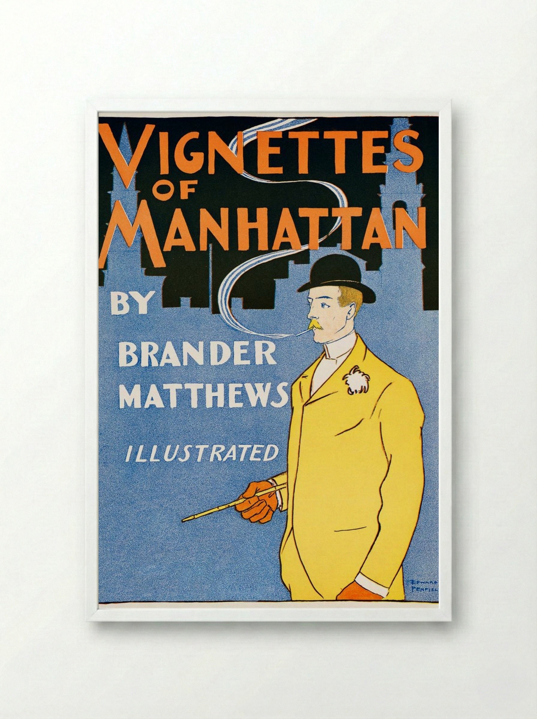 Vignettes of Manhattan - Edward Penfield - Framed Print White