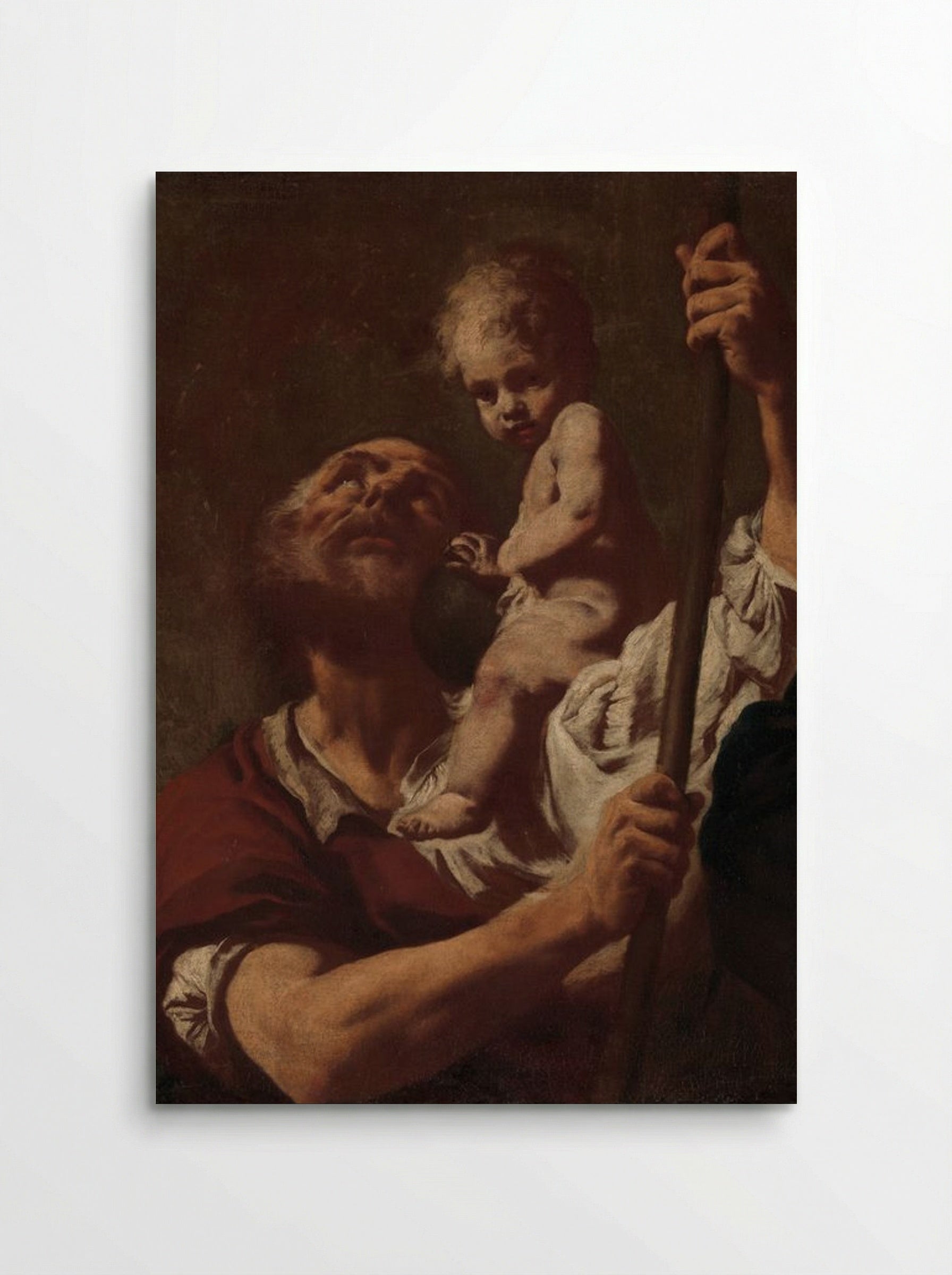Saint Christopher Carrying the Infant Christ - Giovanni Battista Piazzetta - Poster