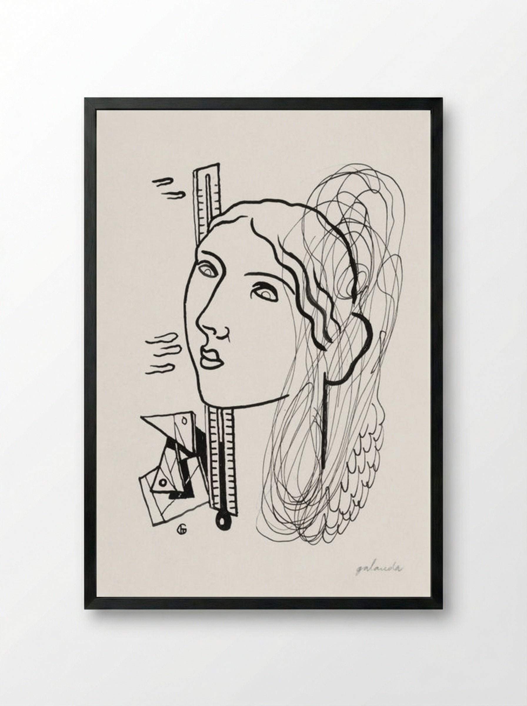 Thermometer (Woman Illustration) - Mikuláš Galanda - Framed Print Black