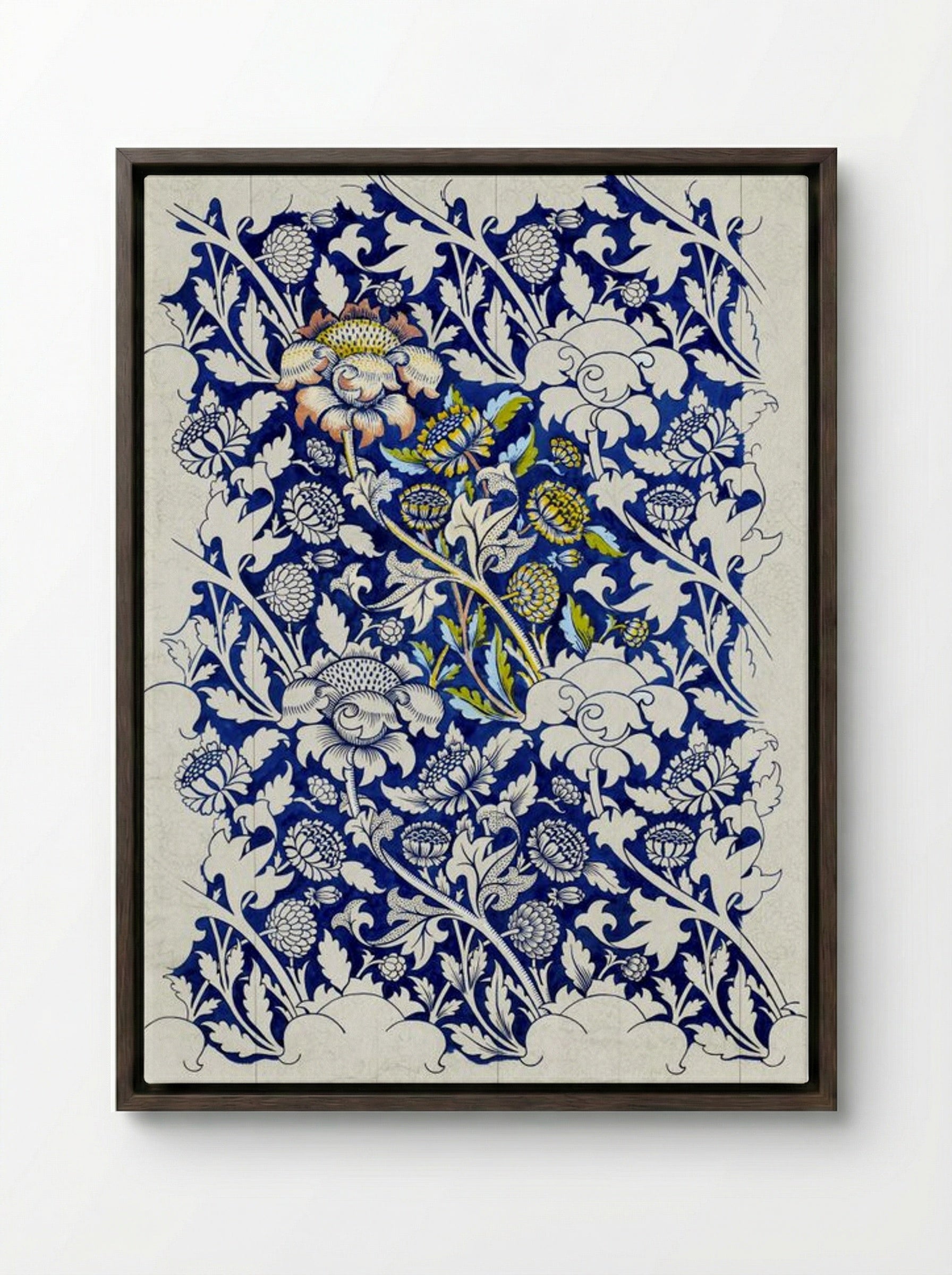 Wey (Design for Printed Fabric) - William Morris - Framed Canvas Dark Wood