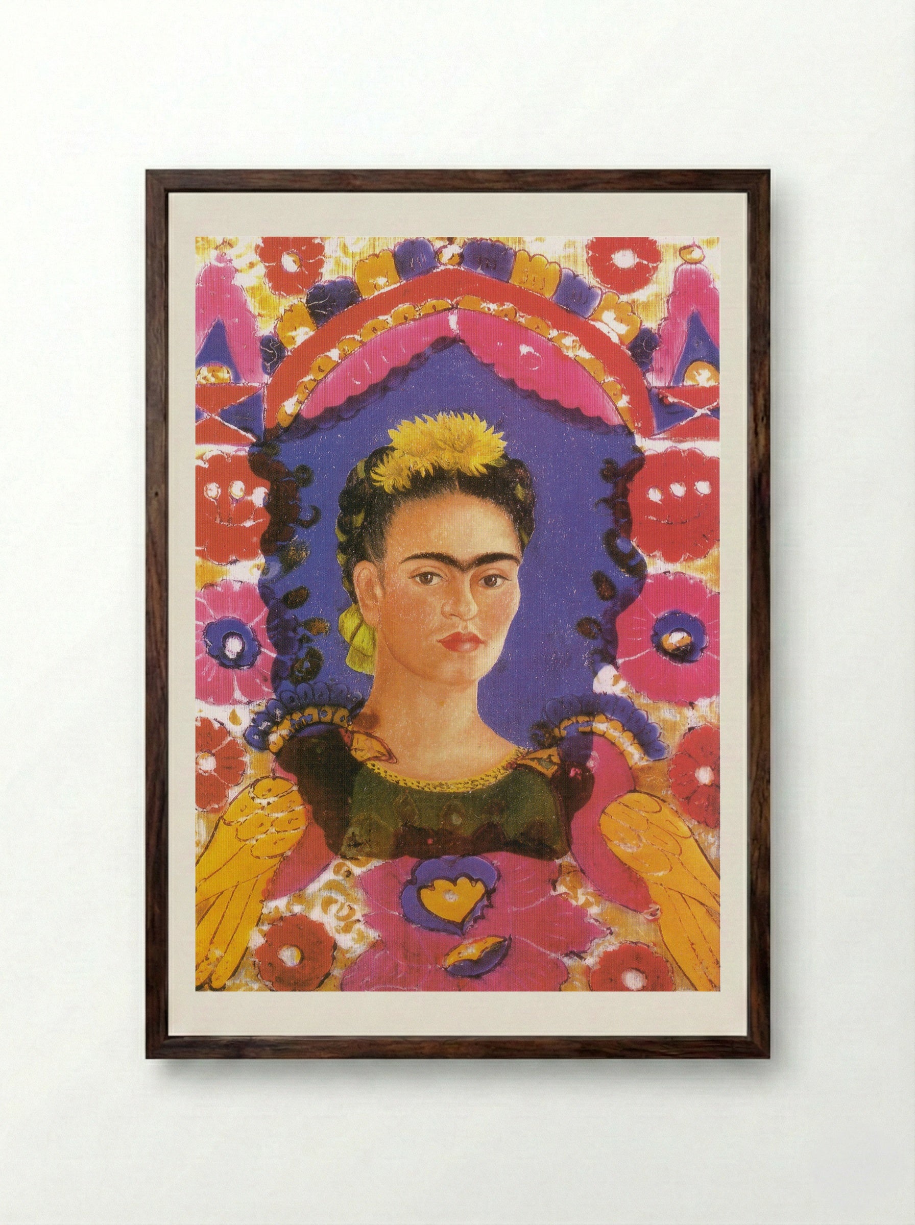 Self-Portrait: The Frame - Frida Kahlo - Framed Print Dark Wood