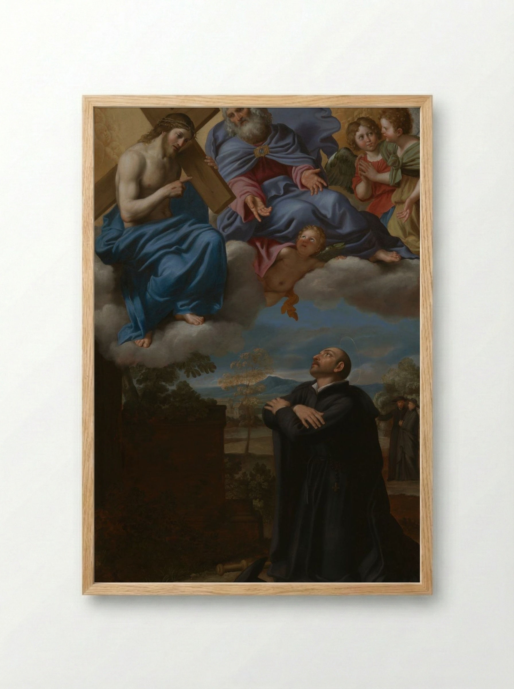 Saint Ignatius of Loyola's Vision of Christ and God the Father at La Storta - Domenichino (Domenico Zampieri) - Framed Print Wood