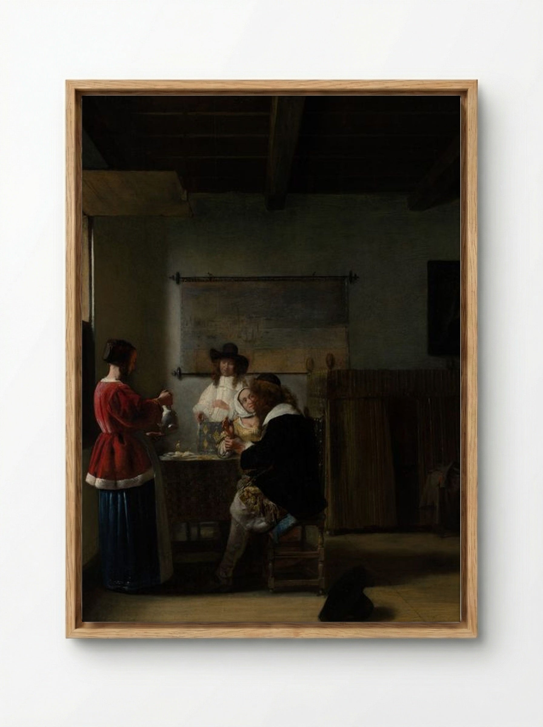 The Visit - Pieter de Hooch - Framed Canvas Wood