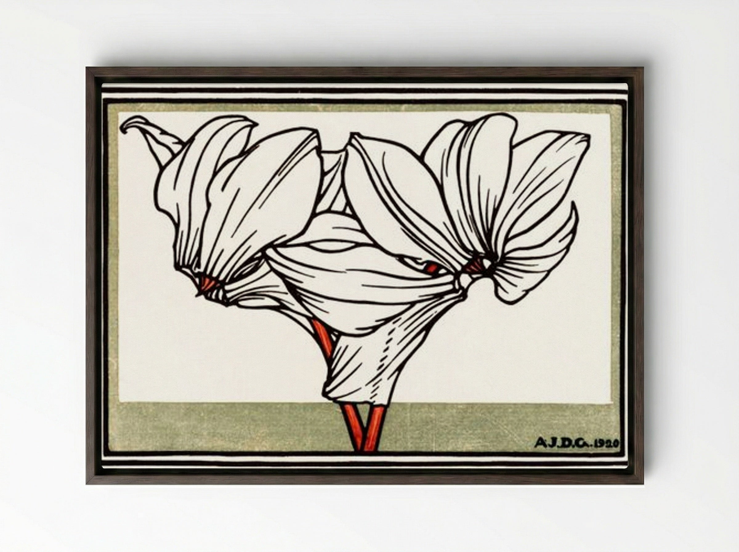 Cyclamen - Julie de Graag - Framed Canvas Dark Wood