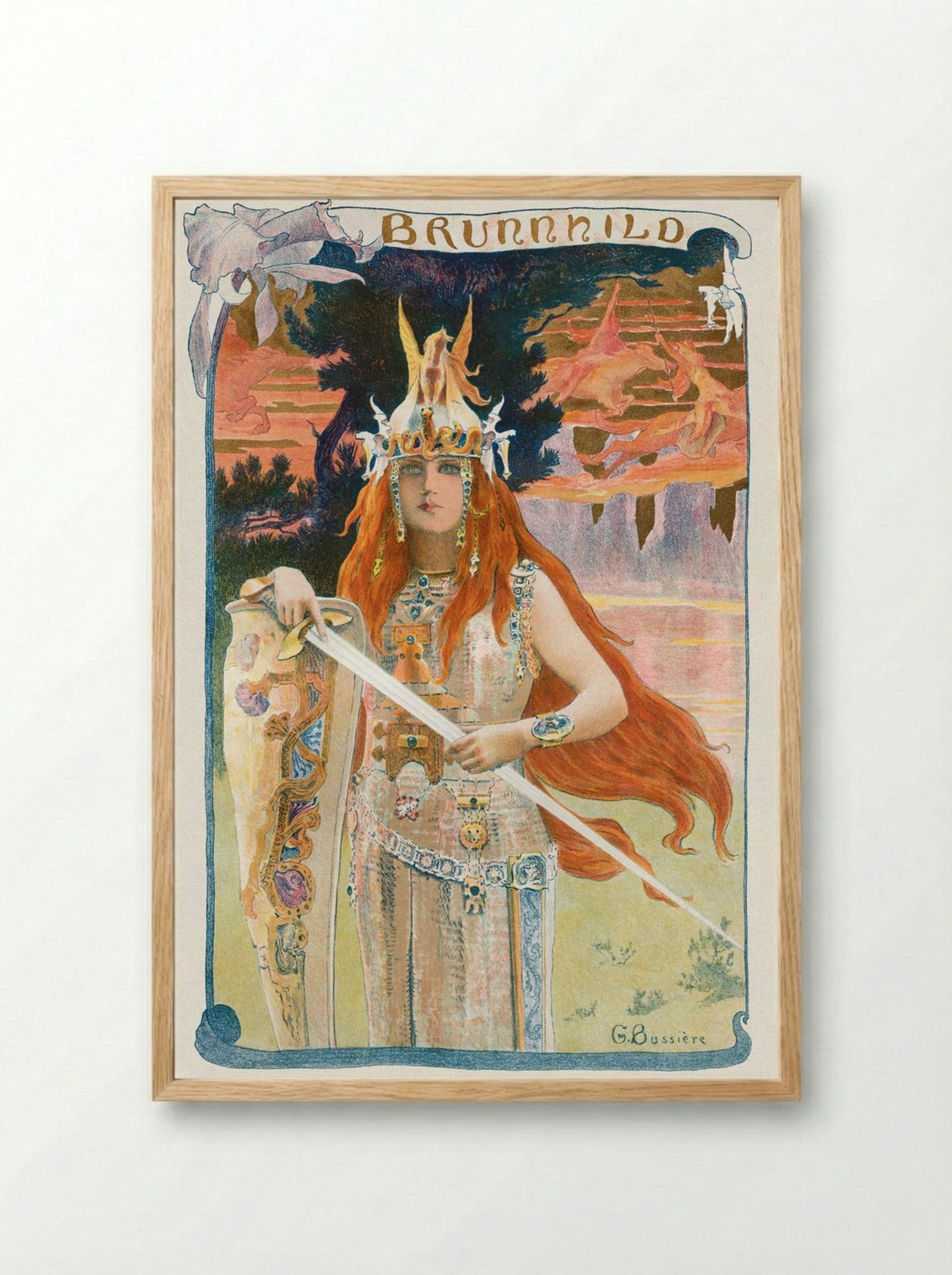 Brunnhild - Gaston Bussière - Framed Print Wood