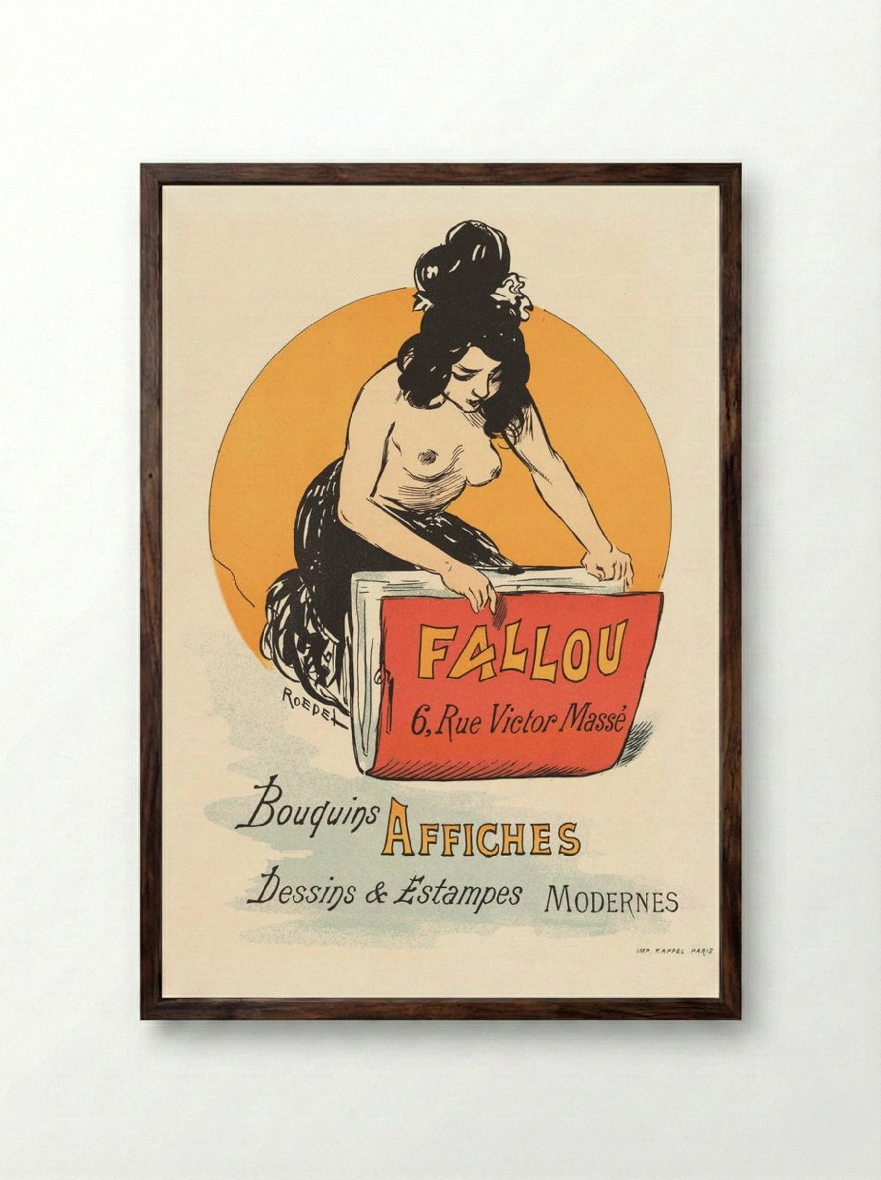 Affiche pour Book- en Prenthandel Fallou te Parijs - Roedel - Framed Print Dark Wood