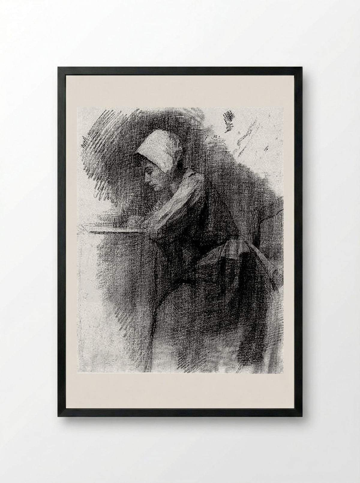 Girl Writing (Study) - Vincent van Gogh - Framed Print Black