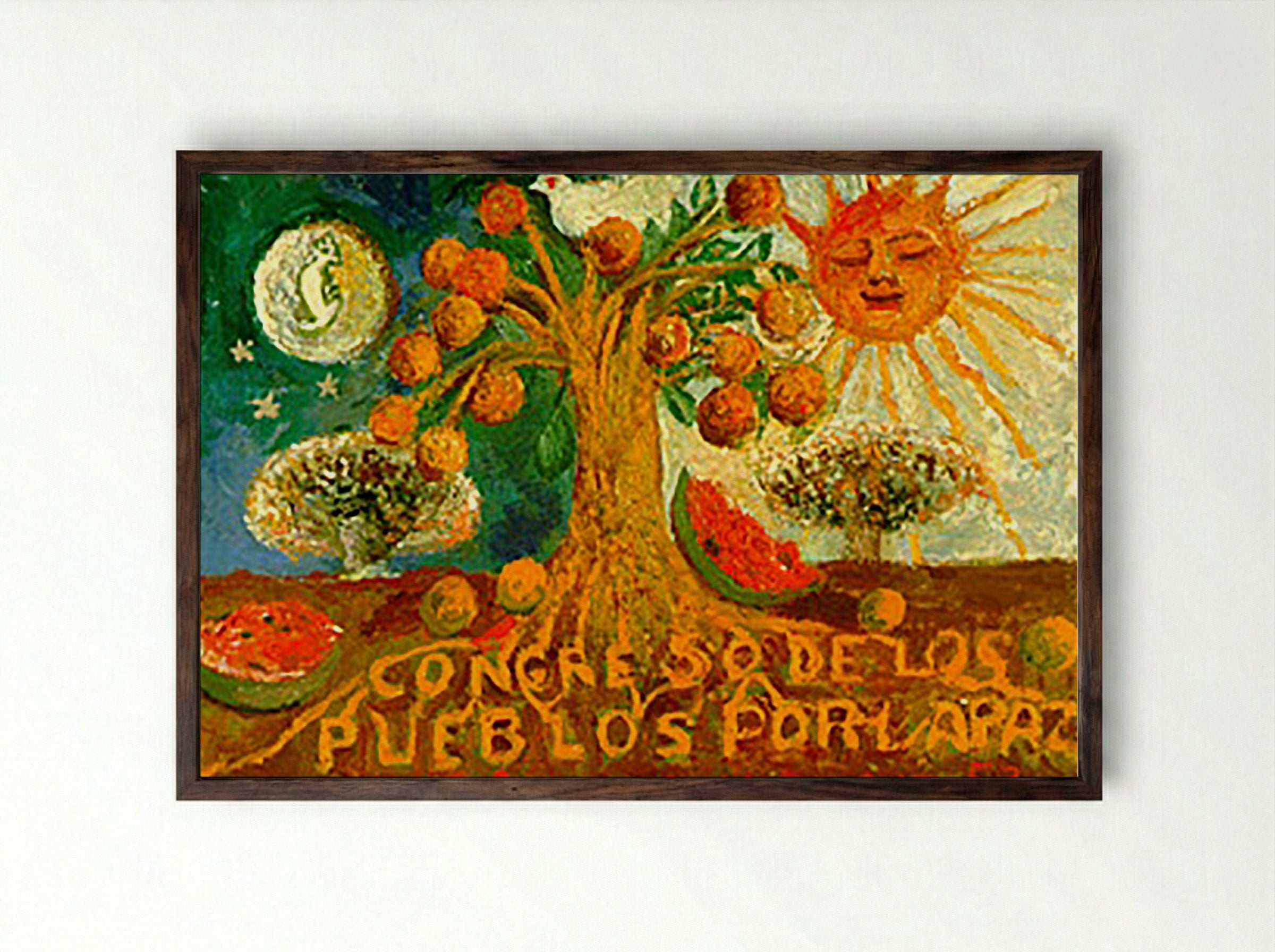 Congress of Peoples for Peace - Frida Kahlo - Framed Print Dark Wood
