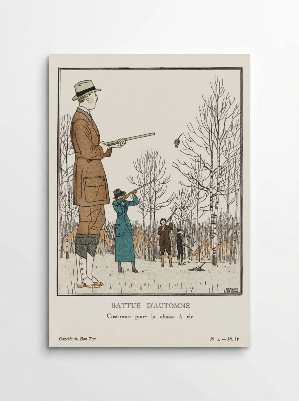 Battue d'Automne (Costumes pour la chasse à tir) - Bernard Boutet de Monvel - Poster