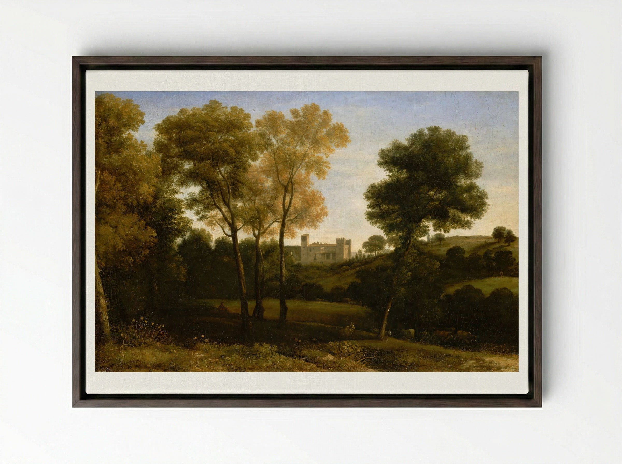 View of La Crescenza - Claude Lorrain - Framed Canvas Dark Wood